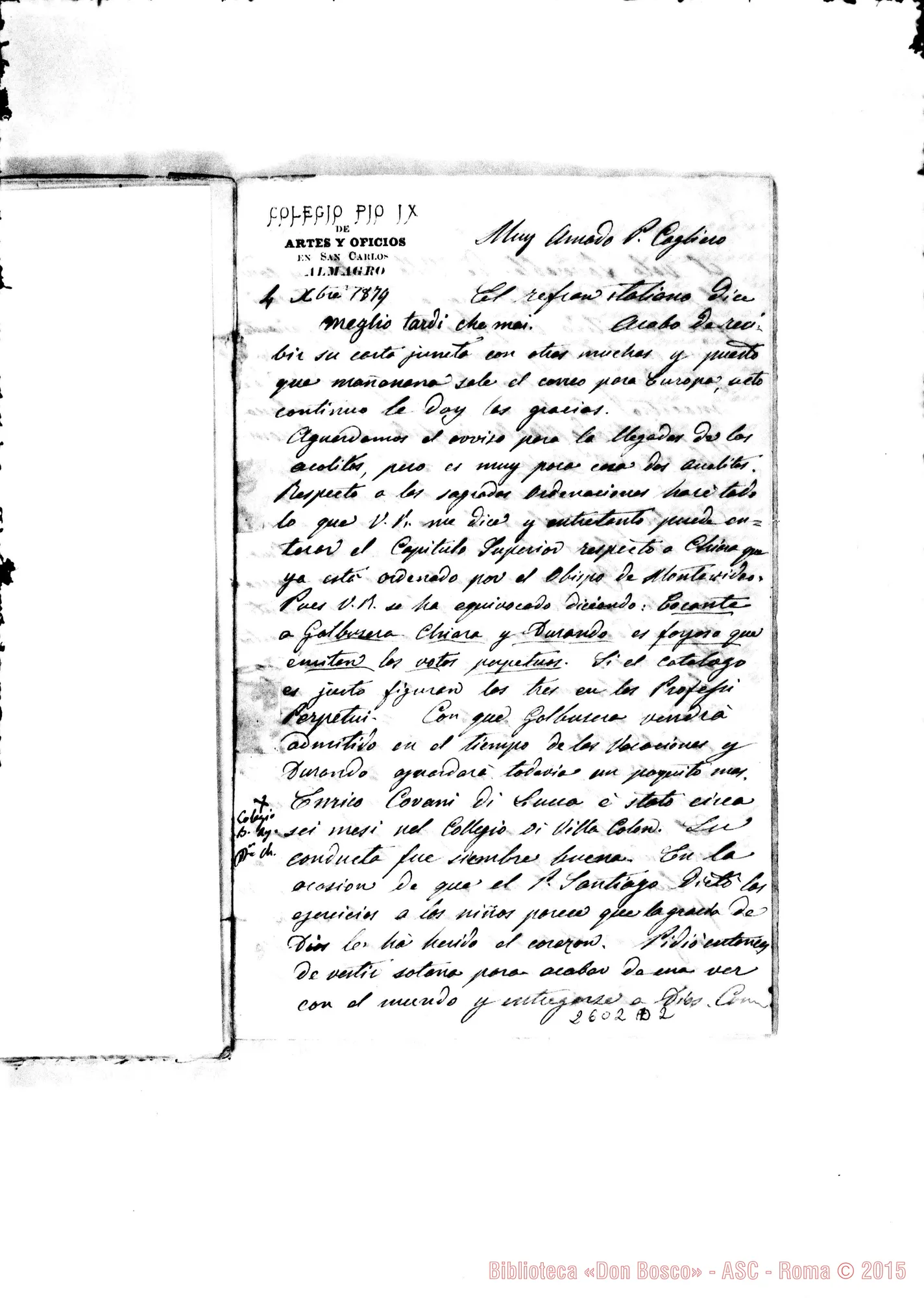 Fotogramma D 2 — Bodrato - Cagliero. Almagro, 4-12-1879