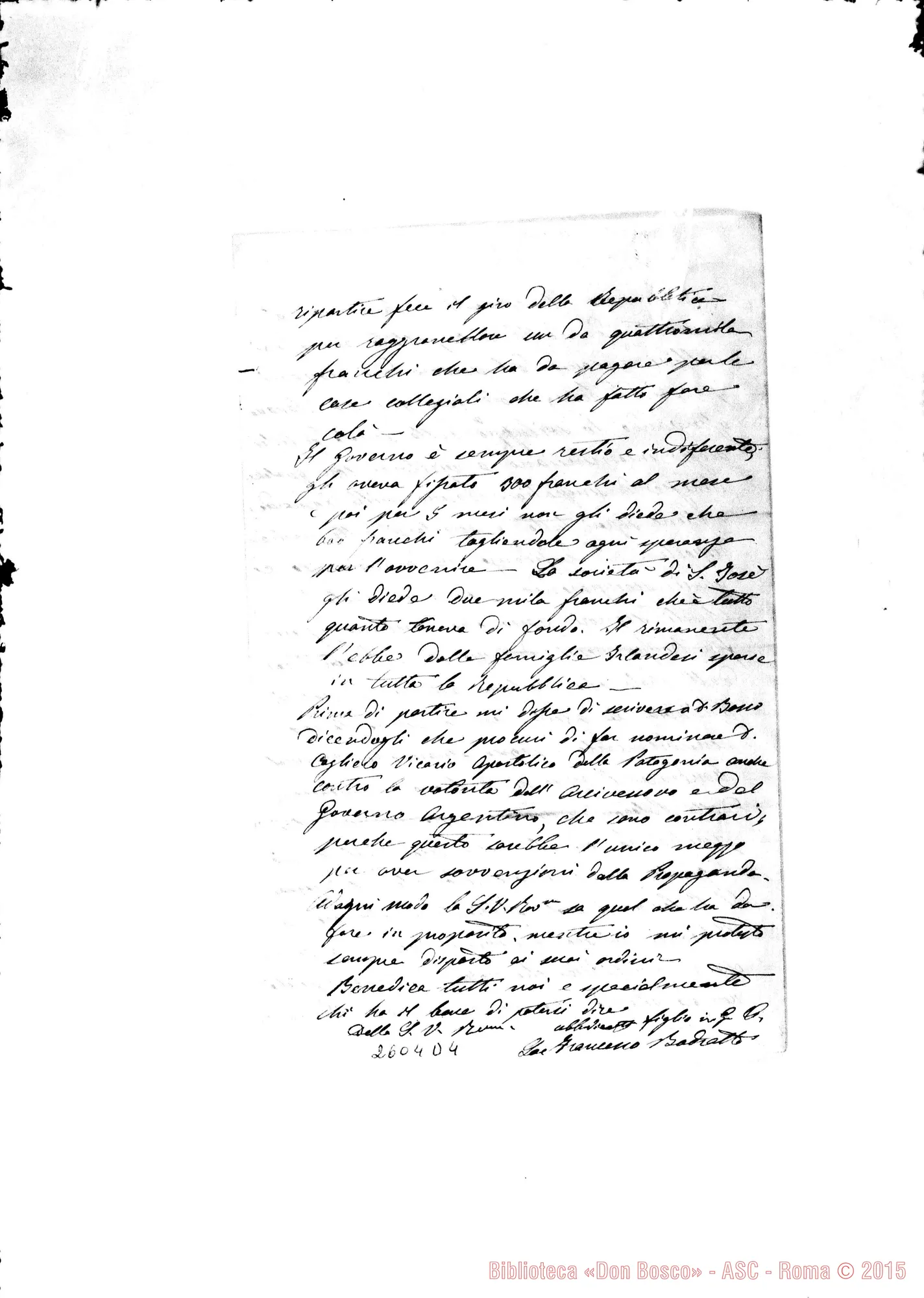 Fotogramma D 4 — Bodrato - D. Bosco. S. Nicolàs, 3-05-1878. Autogr. Bosco E Rua