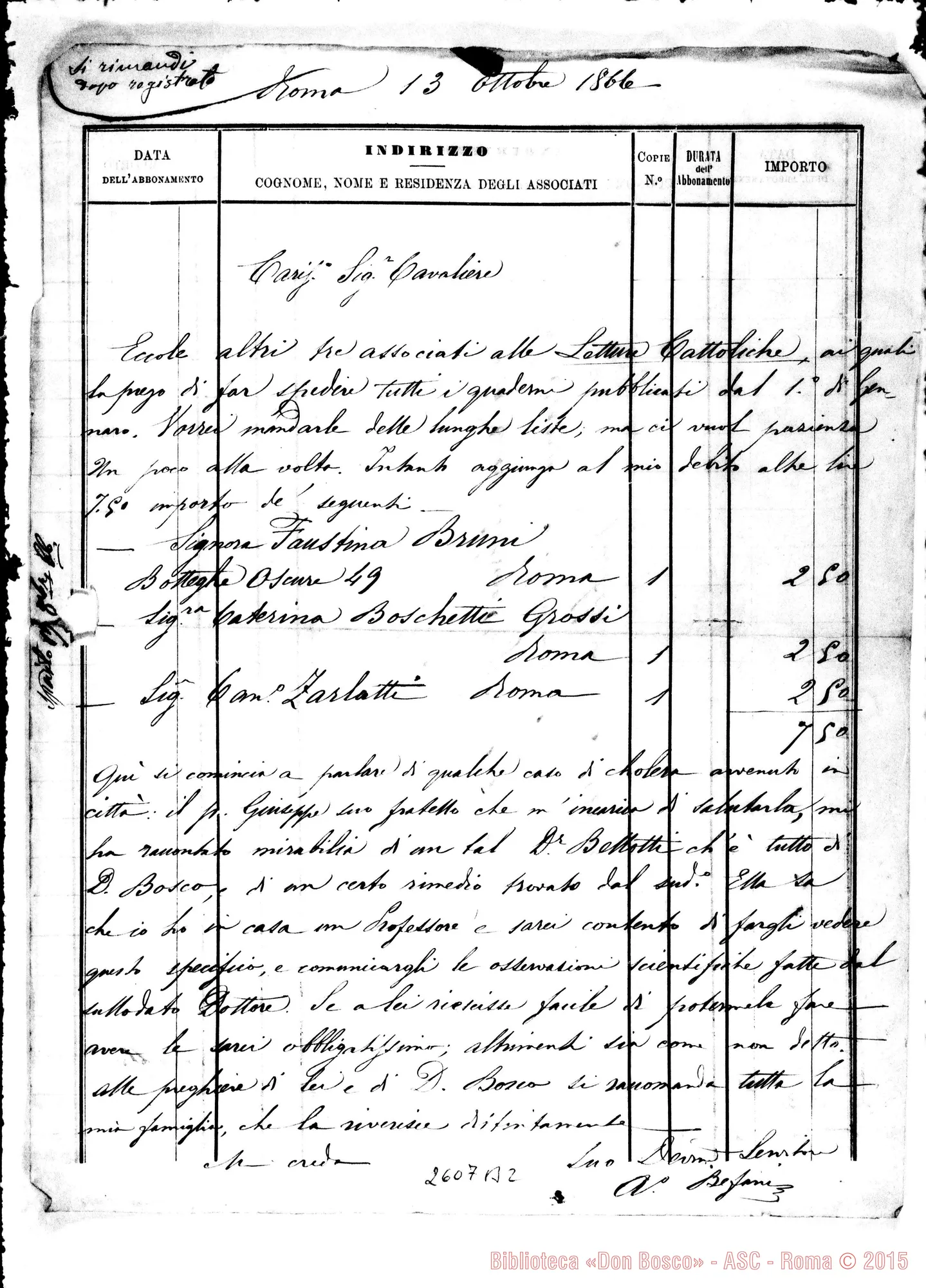 Fotogramma B 2 — Befani A. - Oreglia. Roma, 13-10-1866