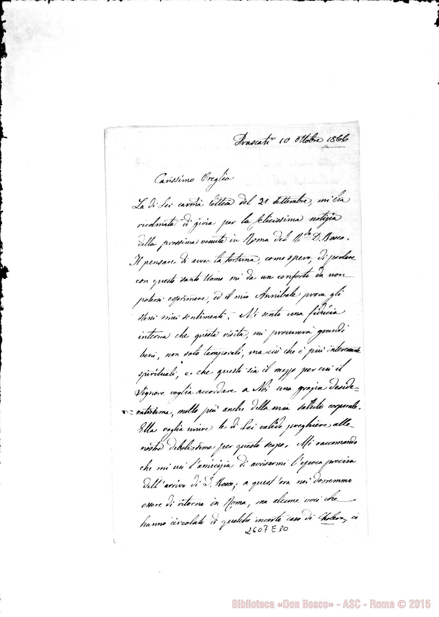 Fotogramma E 10 — Bentivoglio Anna - Oreglia. Frascati, 10-10-1866