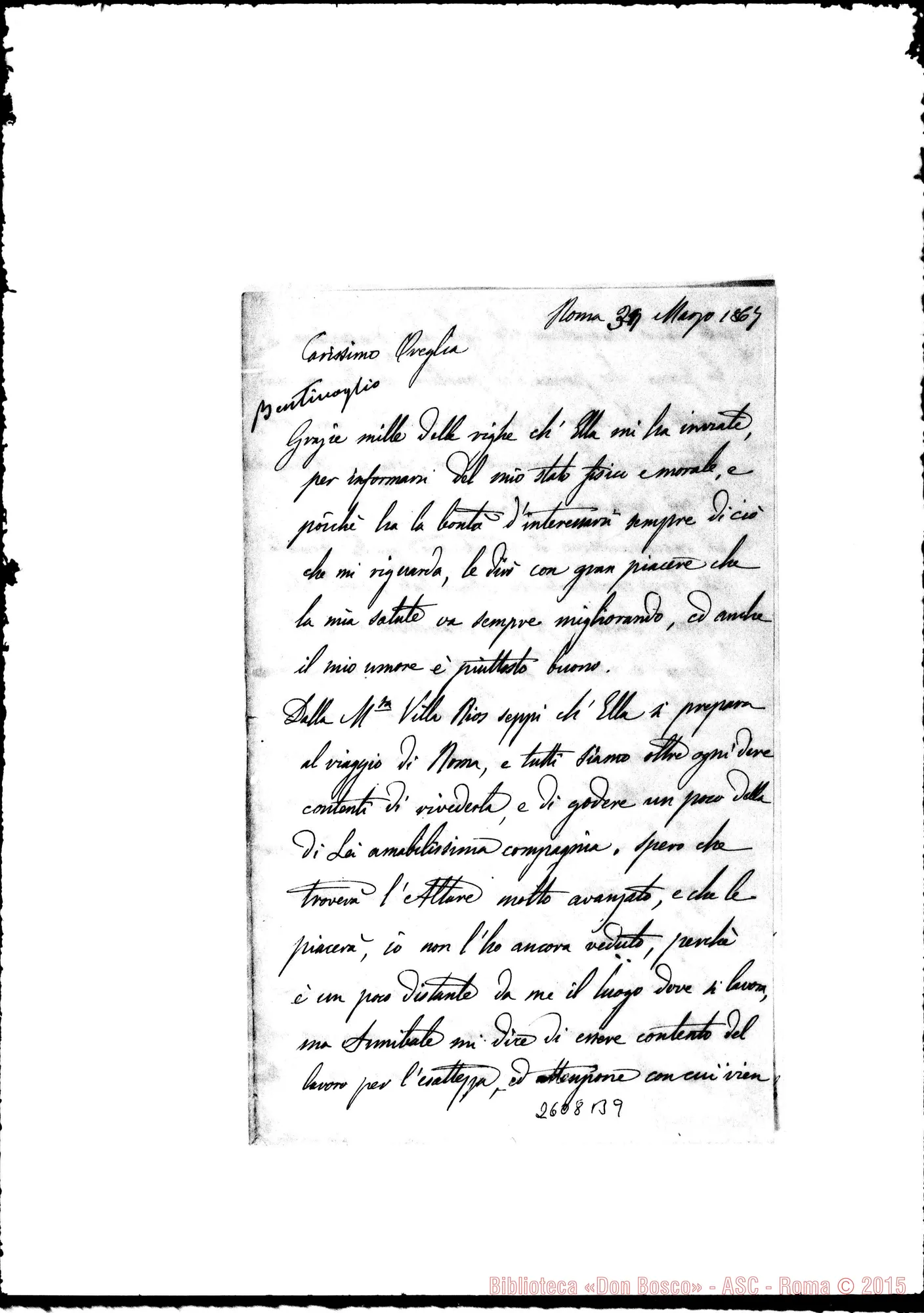 Fotogramma B 9 — Bentivoglio Anna - Oreglia. Roma, 3-03-1867
