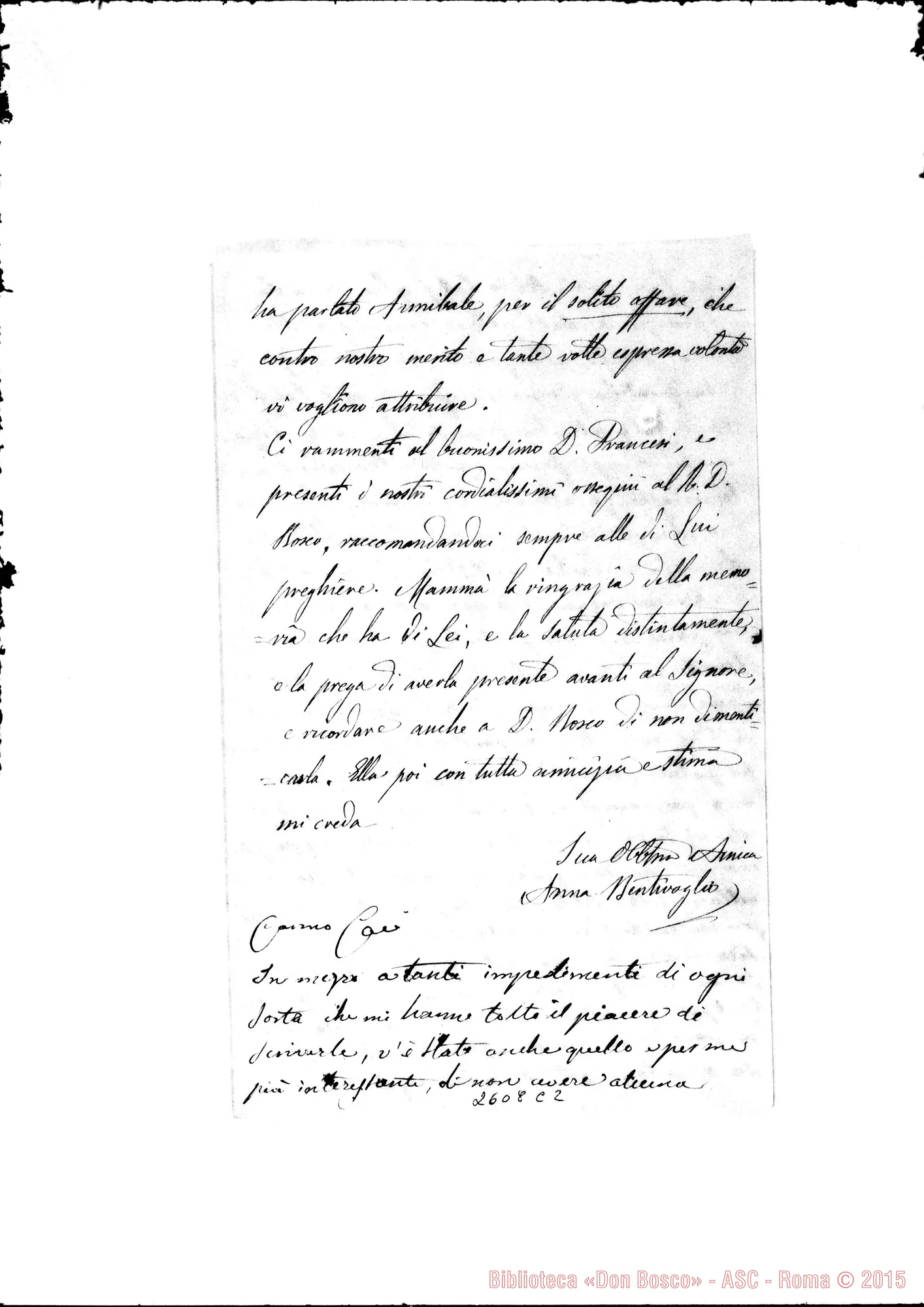 Fotogramma C 2 — Bentivoglio Anna - Oreglia. Roma, 3-11-1867