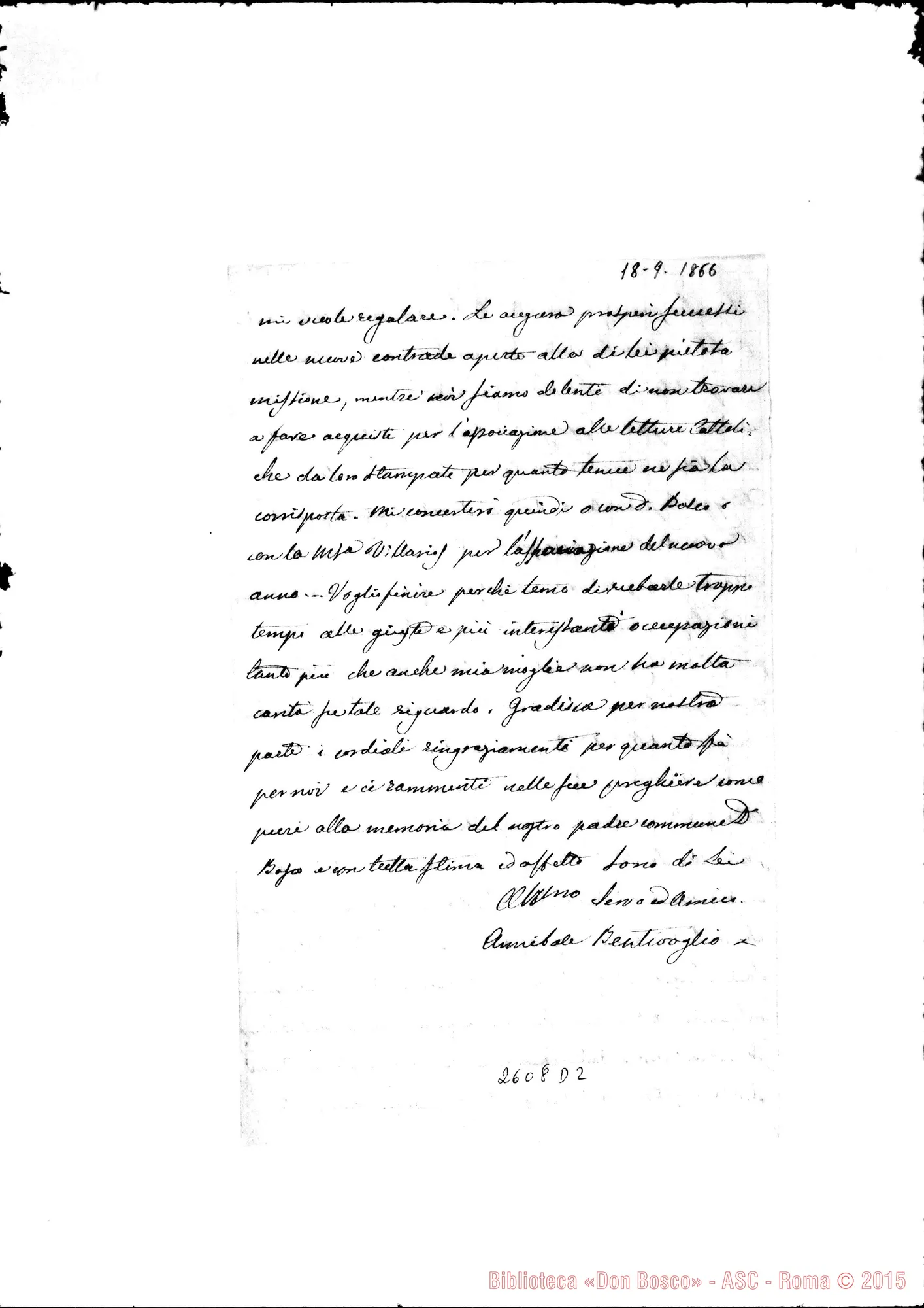 Fotogramma D 2 — Bentivoglio Annibaie - Oreglia. s.l. s.d. Incompleta