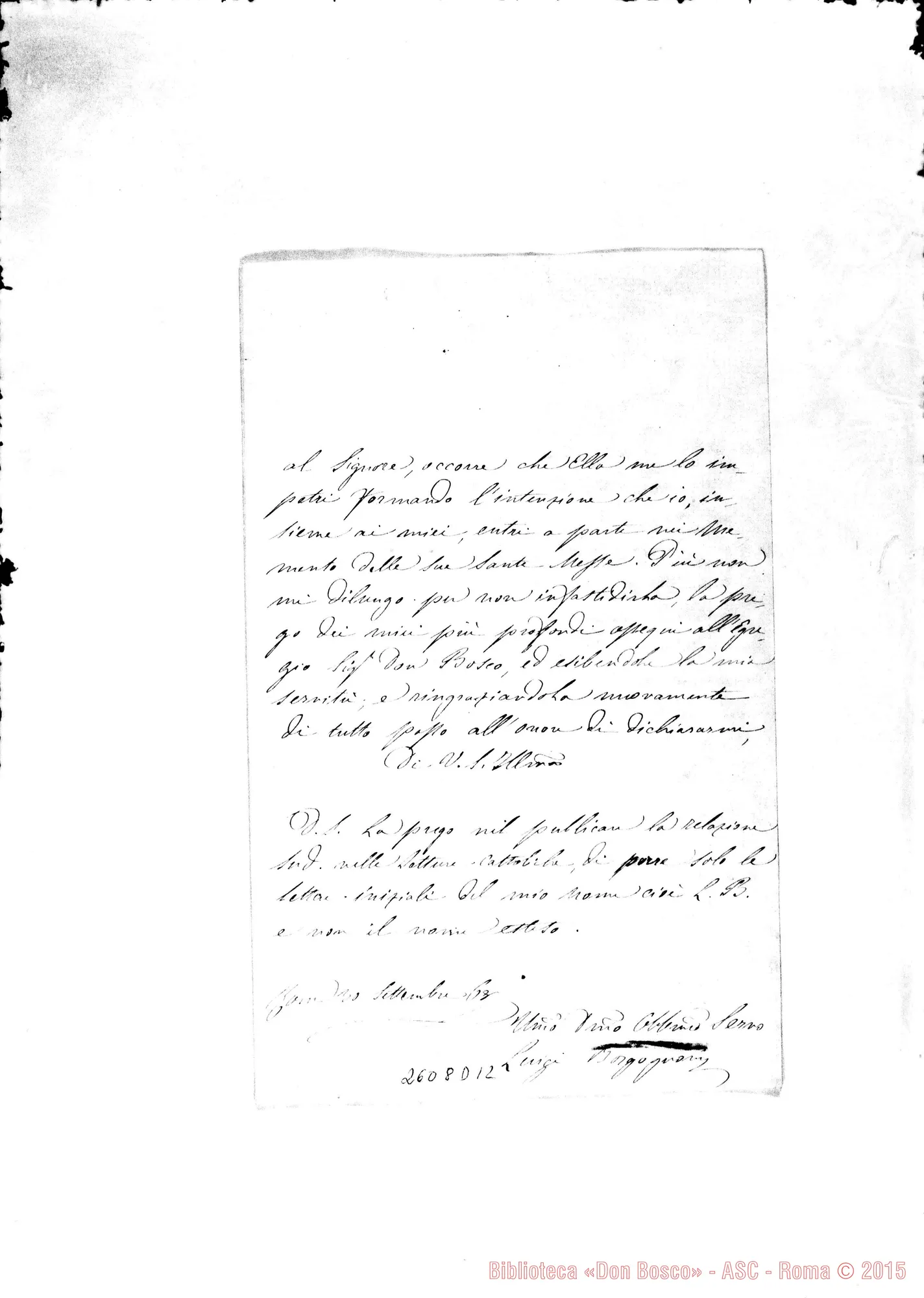 Fotogramma D 12 — Borgognoni Luigi - Oreglia. Roma, 30-09-1868