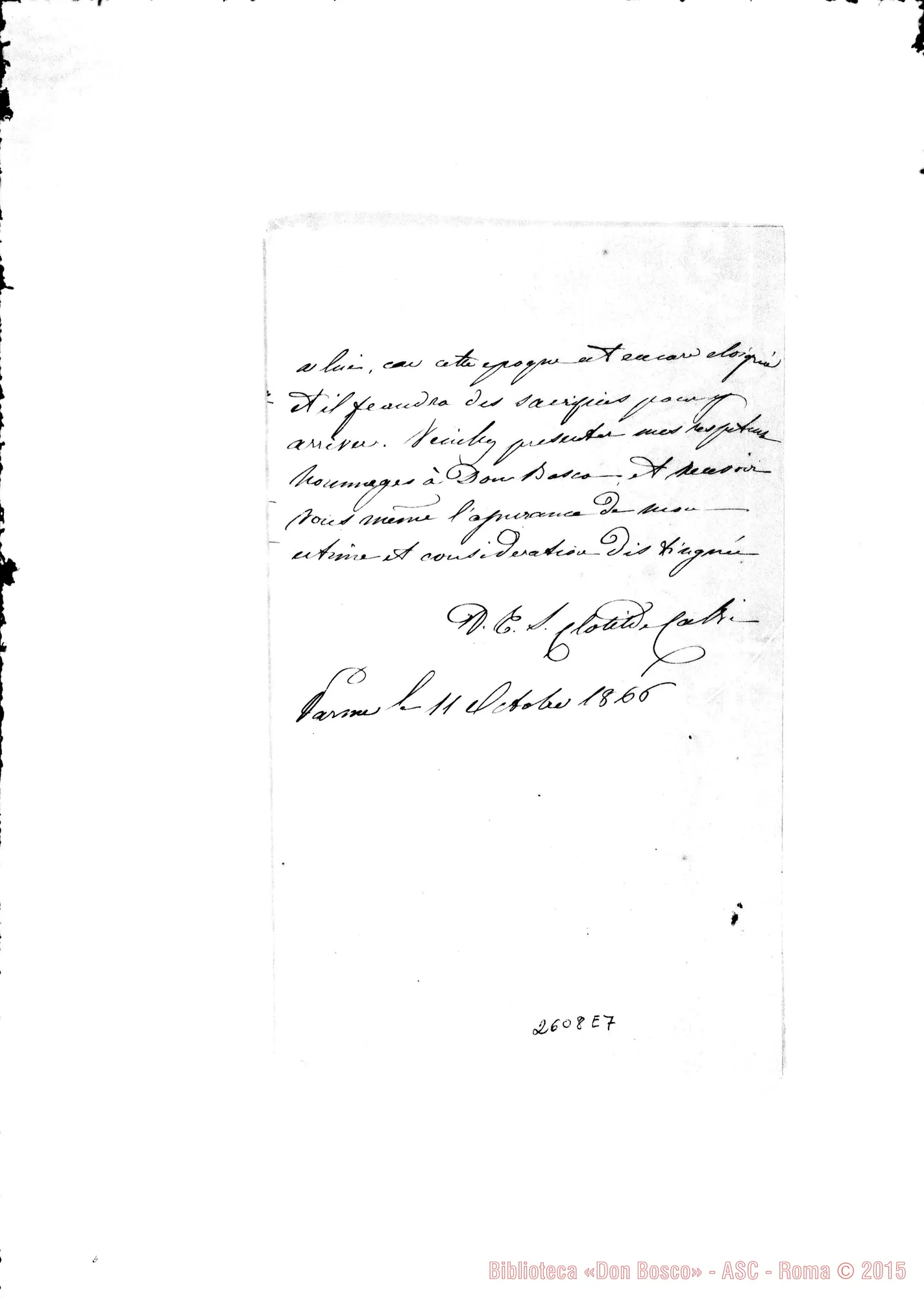 Fotogramma E 7 — Calvi Clotilde, contessa - Oreglia. Parma, 11-10-1866