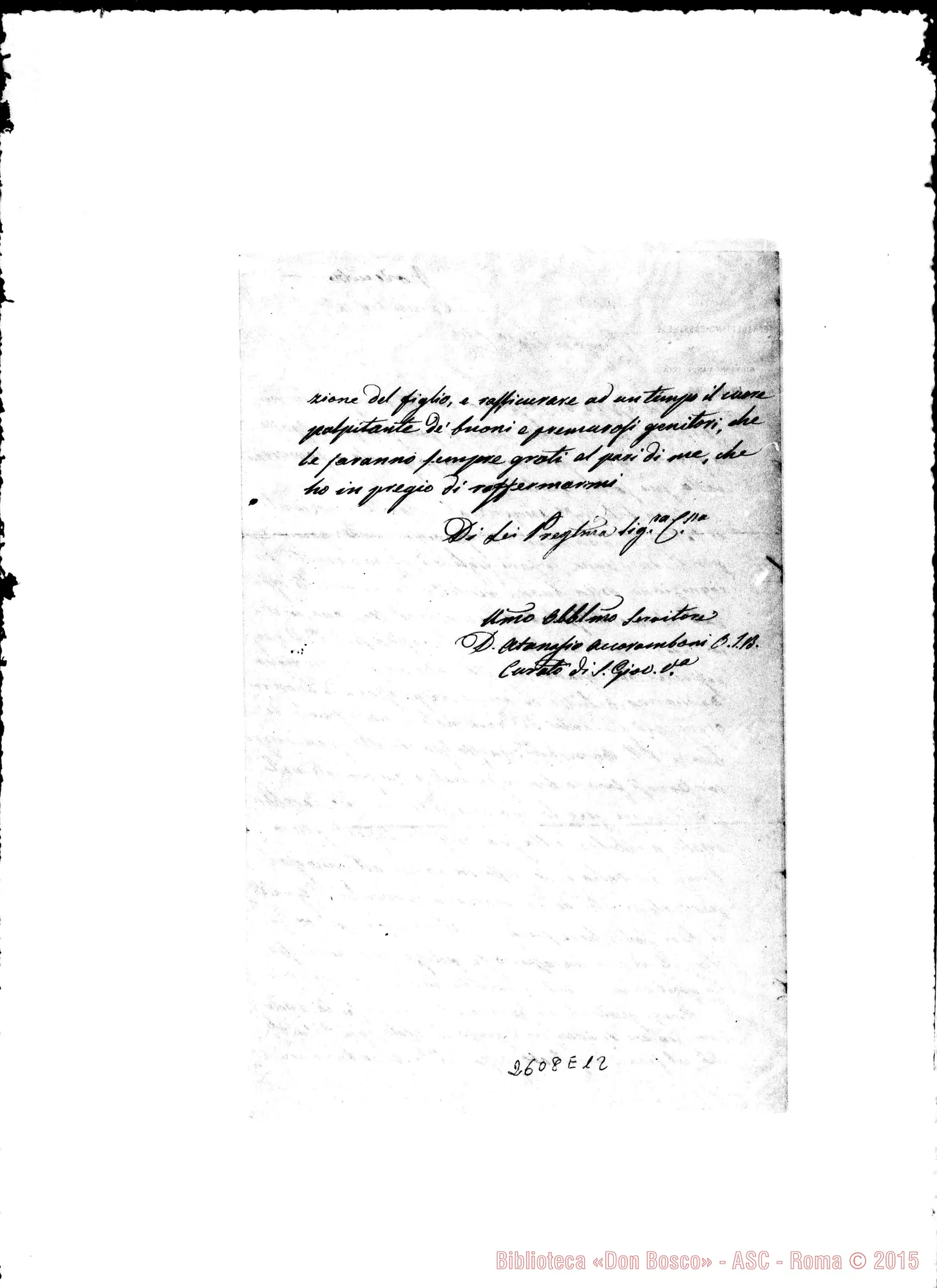 Fotogramma E 12 — D. Accoramboni A. - Calvi Clotilde. Parma, 8-12-1867