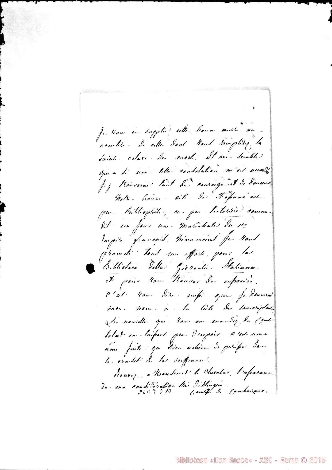 Fotogramma D 10 — Camburzano, contessa di - Oreglia. Fossano, 1-11-1868