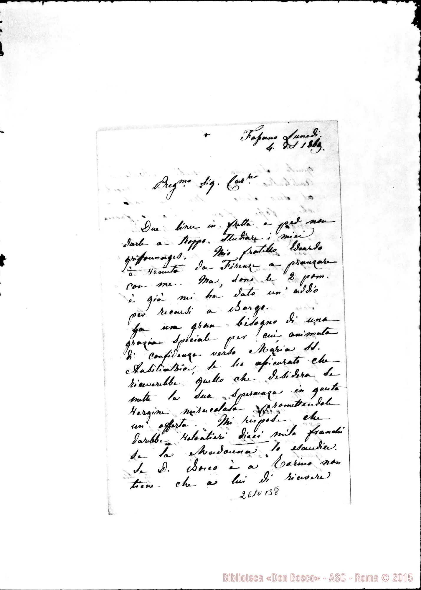 Fotogramma B 8 — Camburzano, contessa di - Oreglia. Fossano, 4-01-1869
