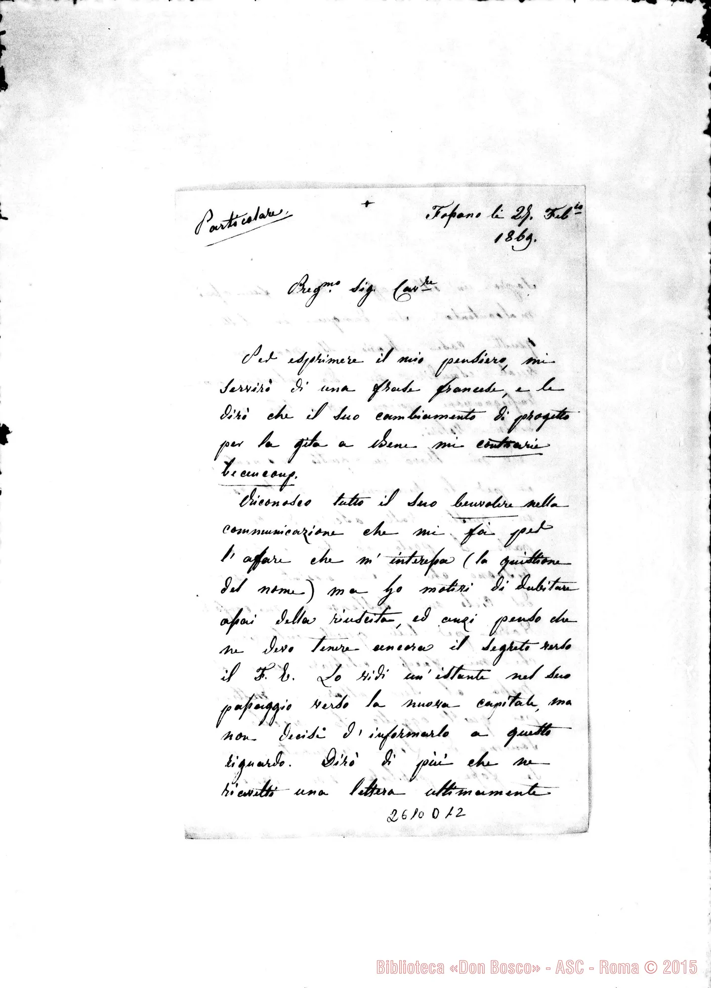 Fotogramma D 12 — Camburzano, contessa di - Oreglia. Fossano, 27-02-1869