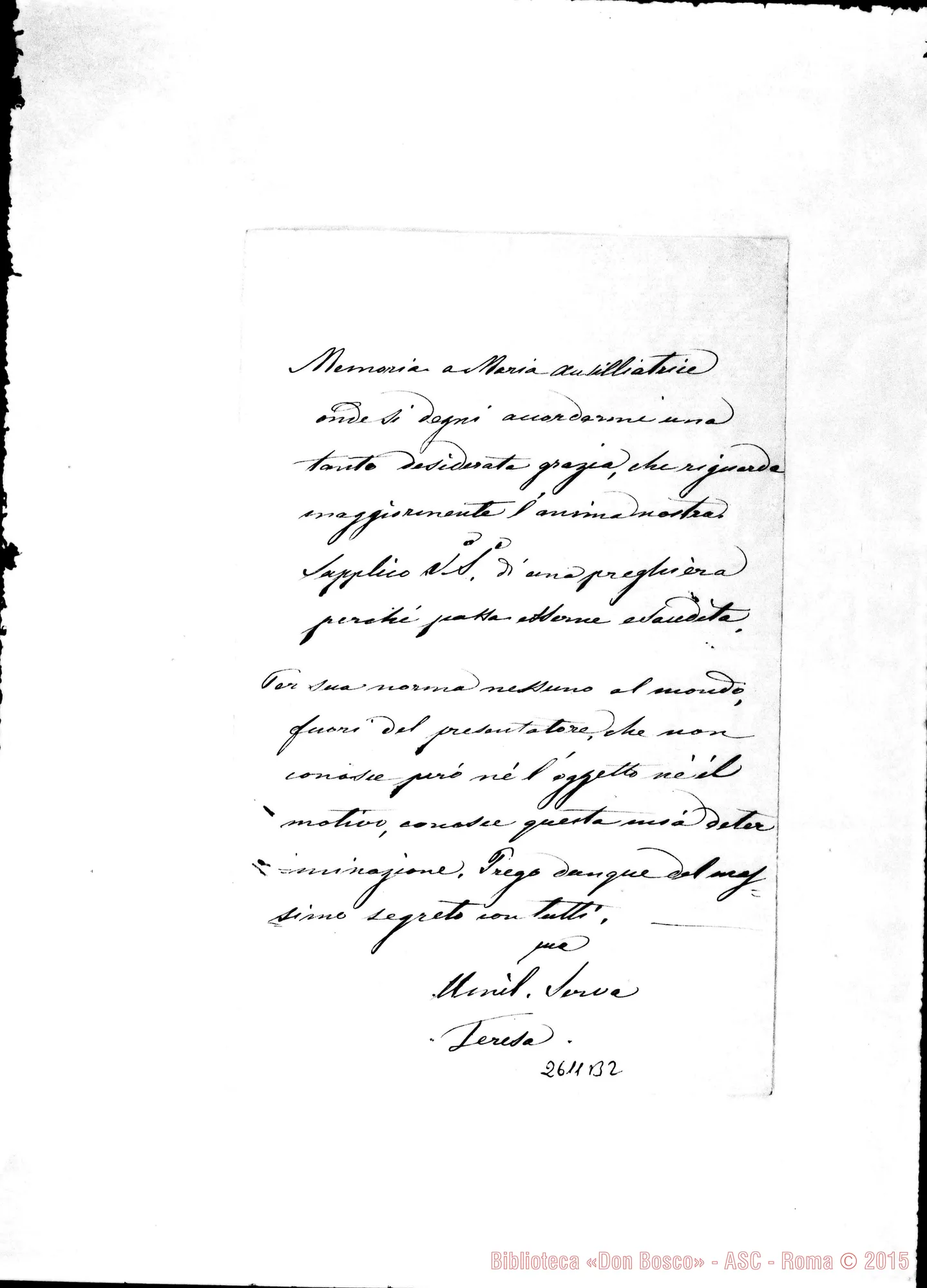 Fotogramma B 2 — Dal Verme Teresa - Oreglia. Milano, 23-02-1870