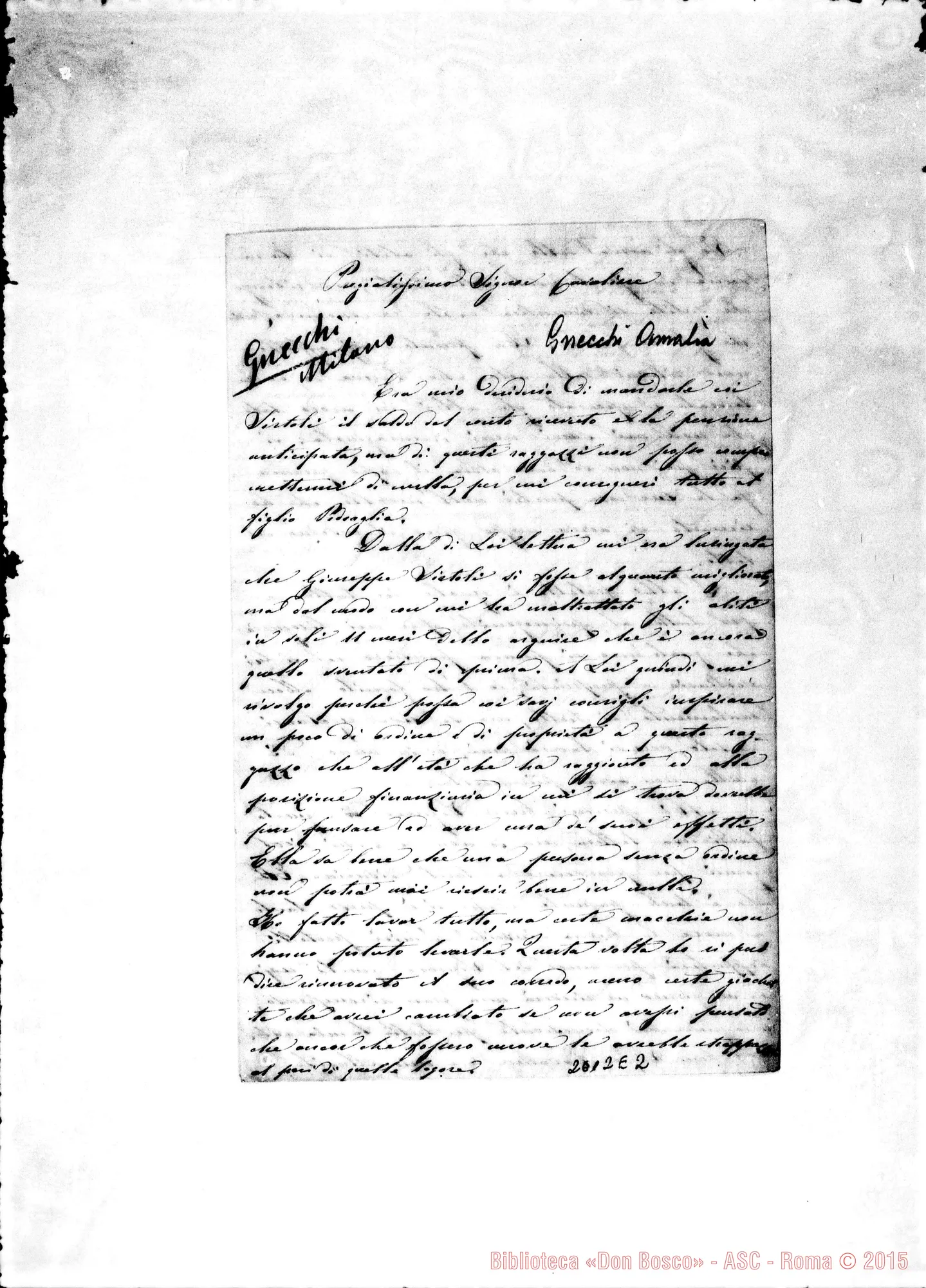Fotogramma E 2 — Gnecchi Amalia - Oreglia. Milano, 30-09-1866