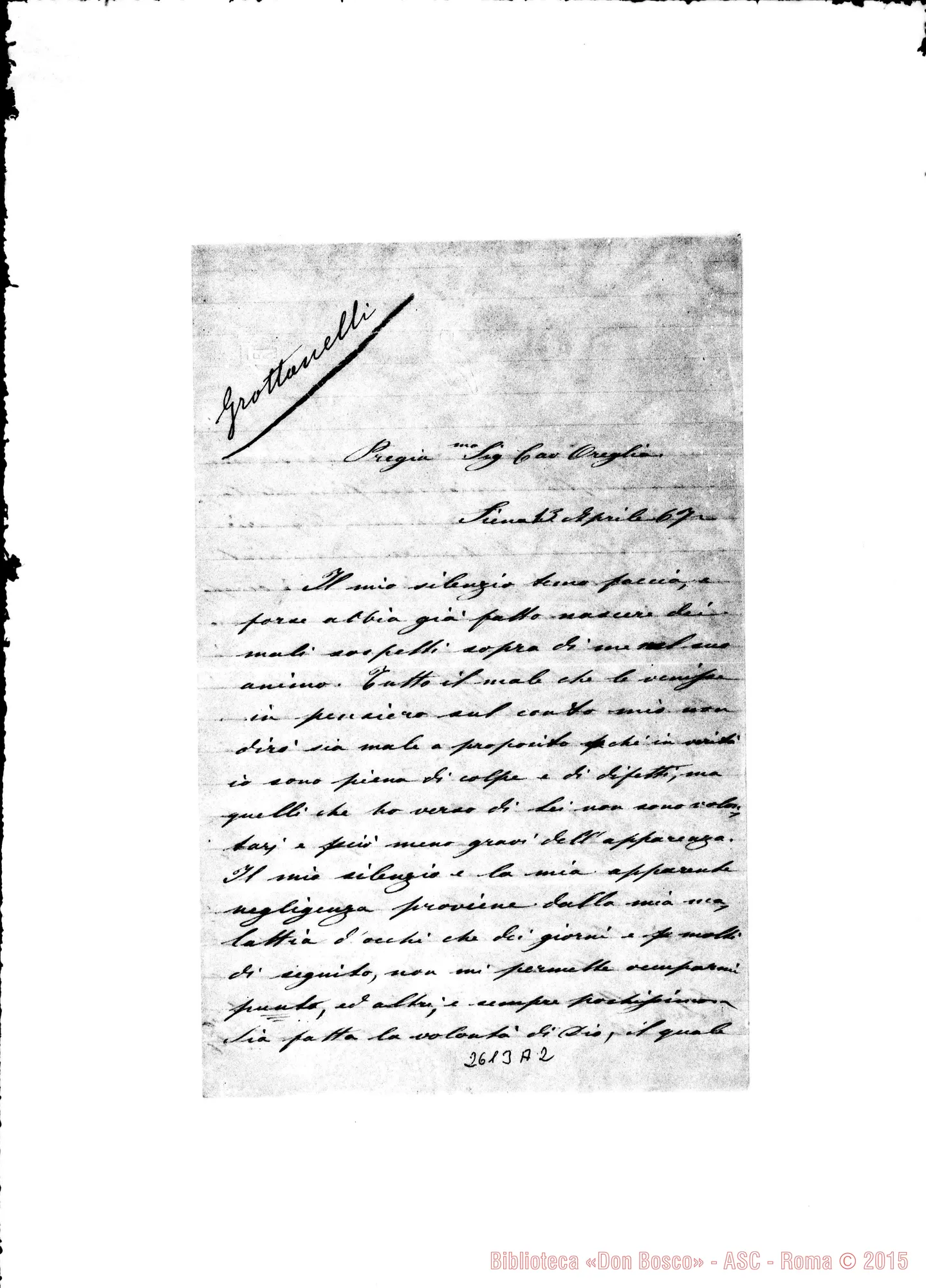 Fotogramma A 2 — Grottanelli Emilia - Oreglia. Siena, 13-04-1867