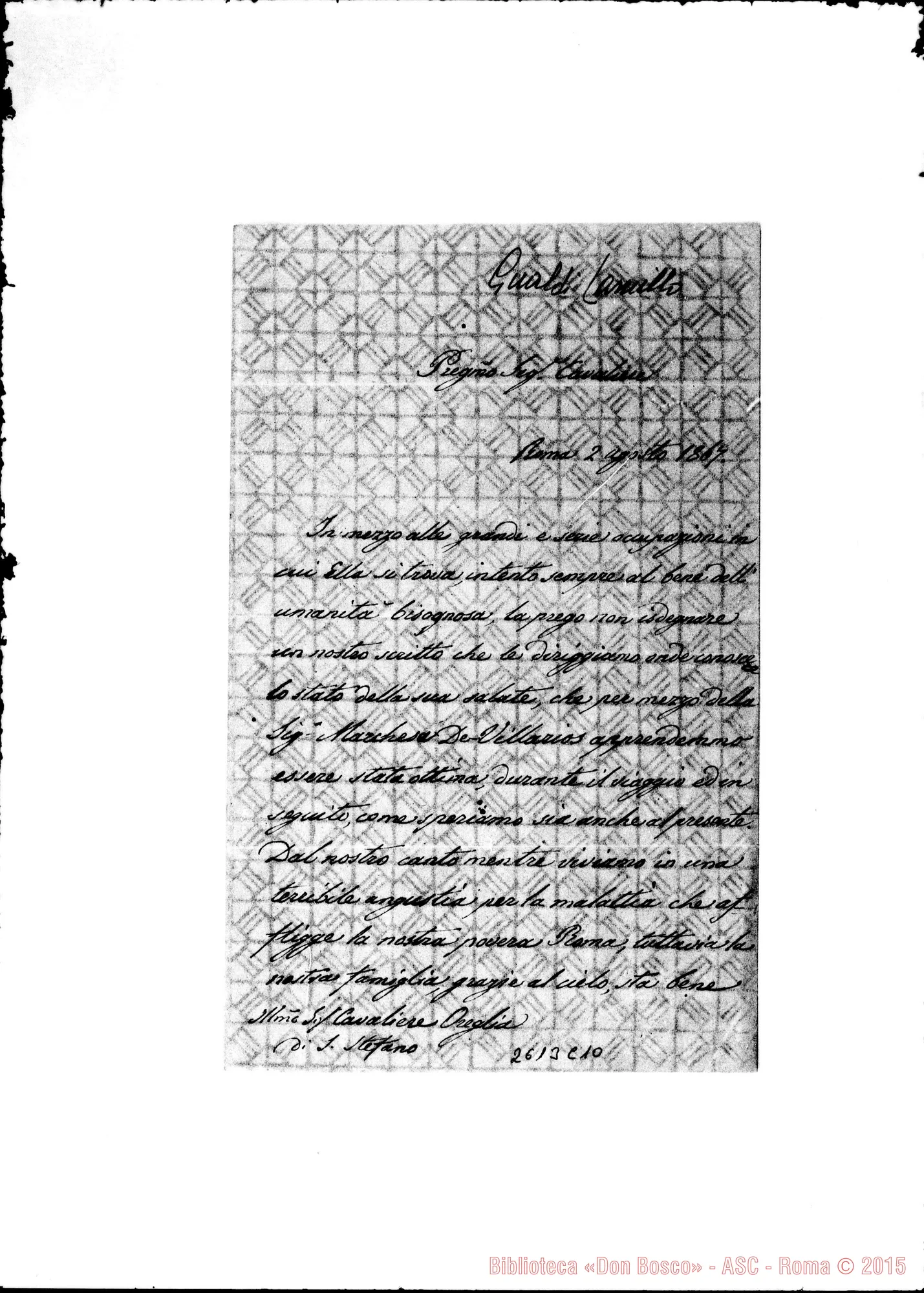 Fotogramma C 10 — Gualdi Camillo - Oreglia. Roma, 2-08-1867