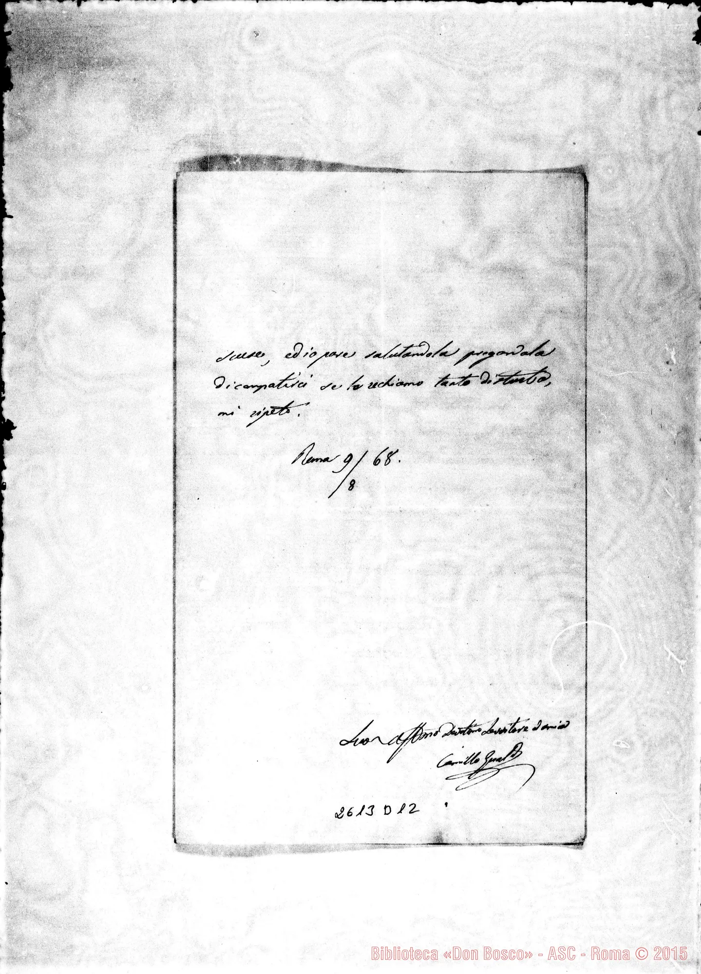 Fotogramma D 12 — Gualdi Camillo - Oreglia. Roma, 9-08-1868