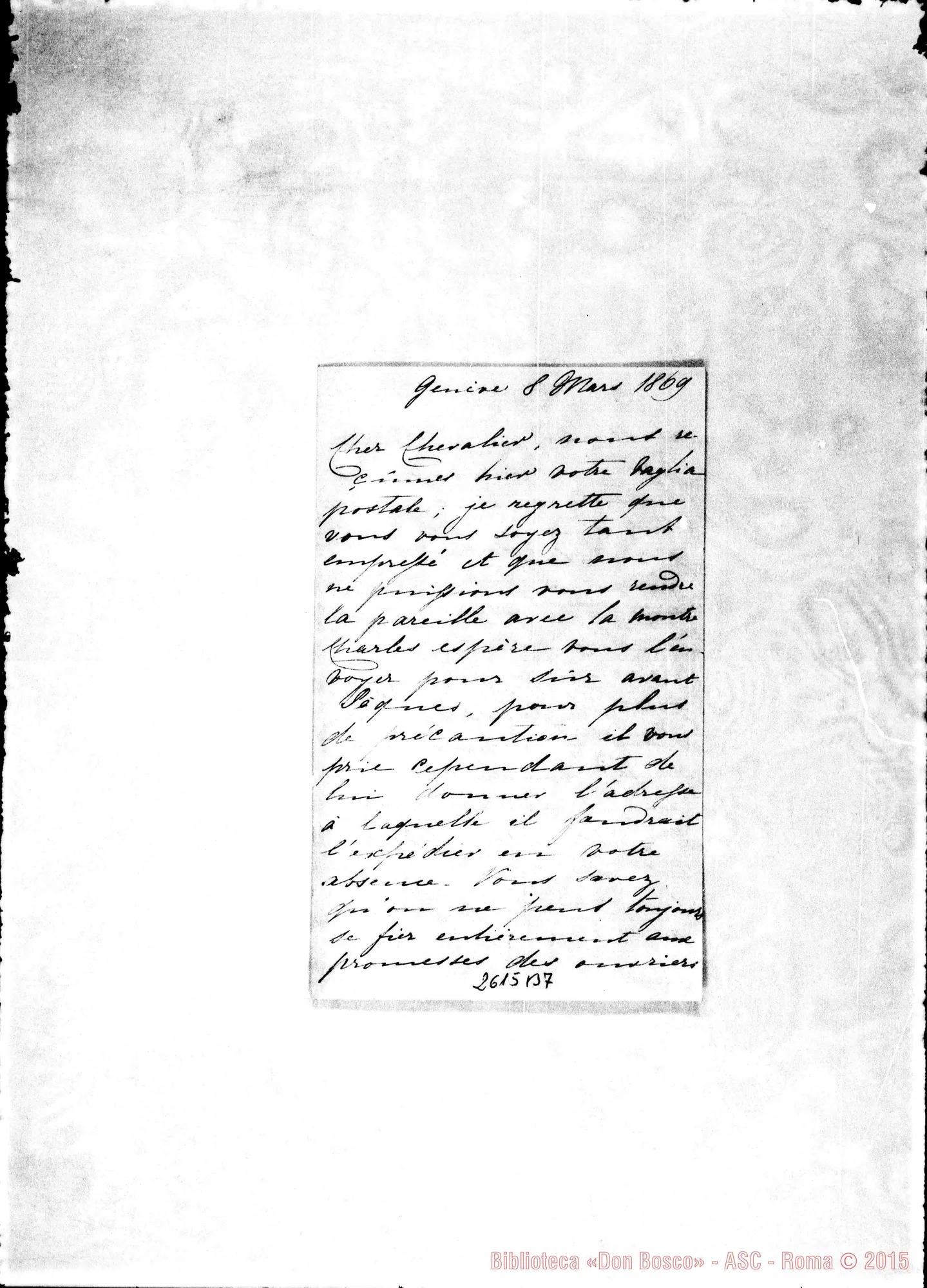 Fotogramma B 7 — Lutzow Carolina - Oreglia. Genève, 8-03-1869
