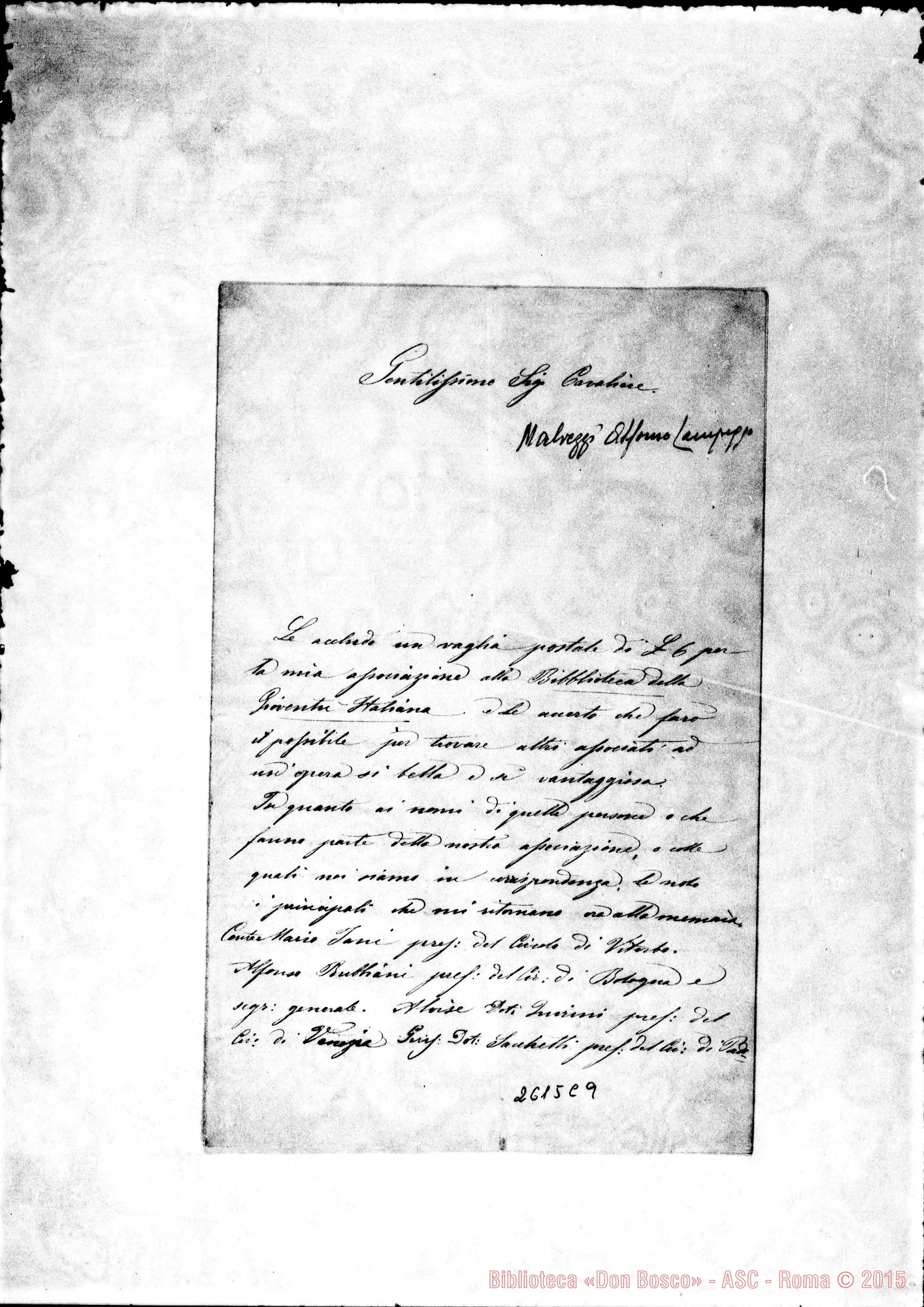 Fotogramma C 9 — Malvezzi Alfonso Campeggi - Oreglia. Bologna, 17-11-1868
