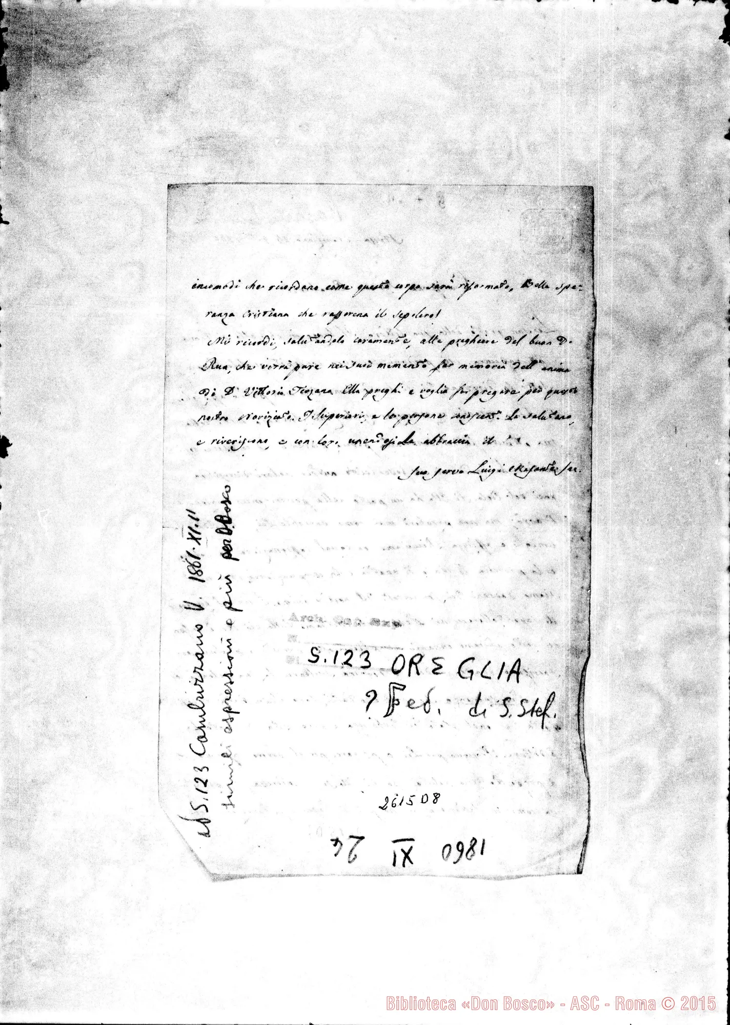 Fotogramma D 8 — Masarte Luigi, sac. - Oreglia. Stresa, 24-11-1860