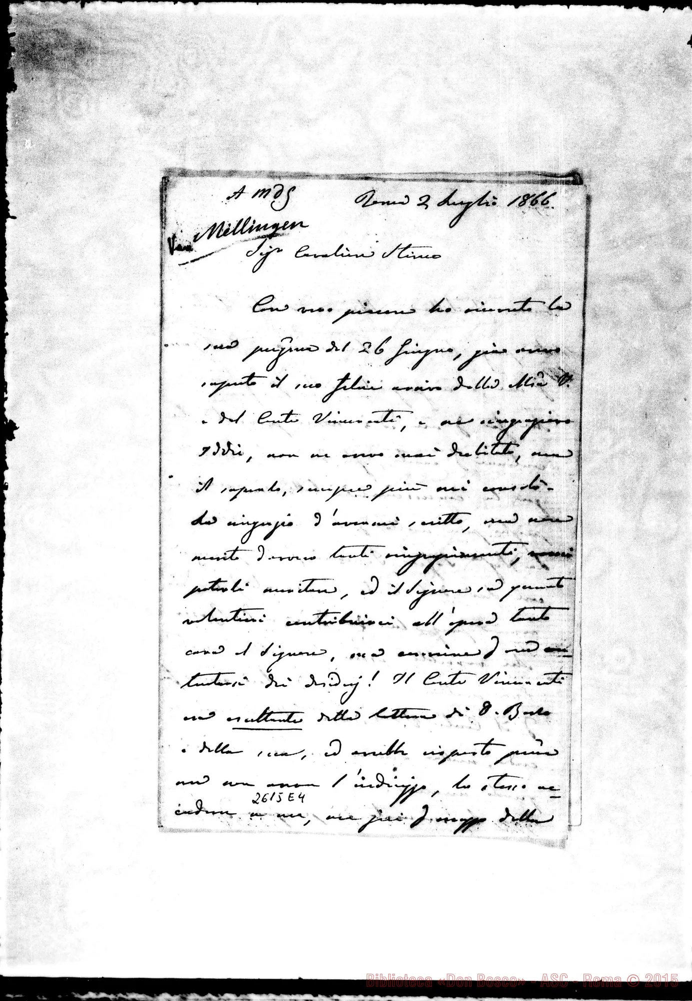 Fotogramma E 4 — Millingen Cornelia - Oreglia. Roma, 2-07-1866