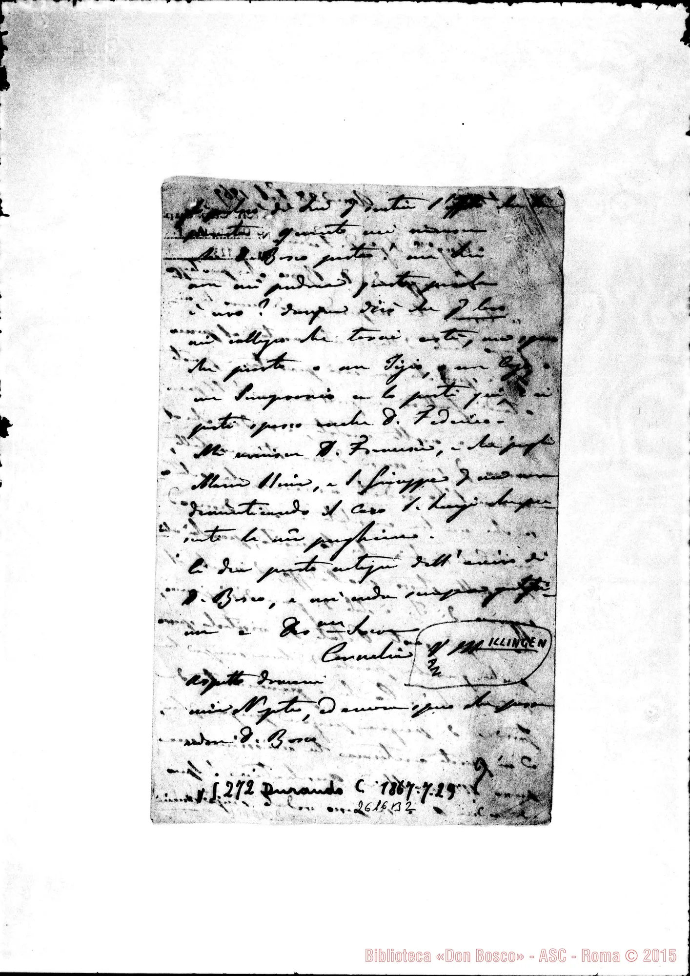 Fotogramma B 2 — Millingen Cornelia - Oreglia. Roma, 28-02-1869