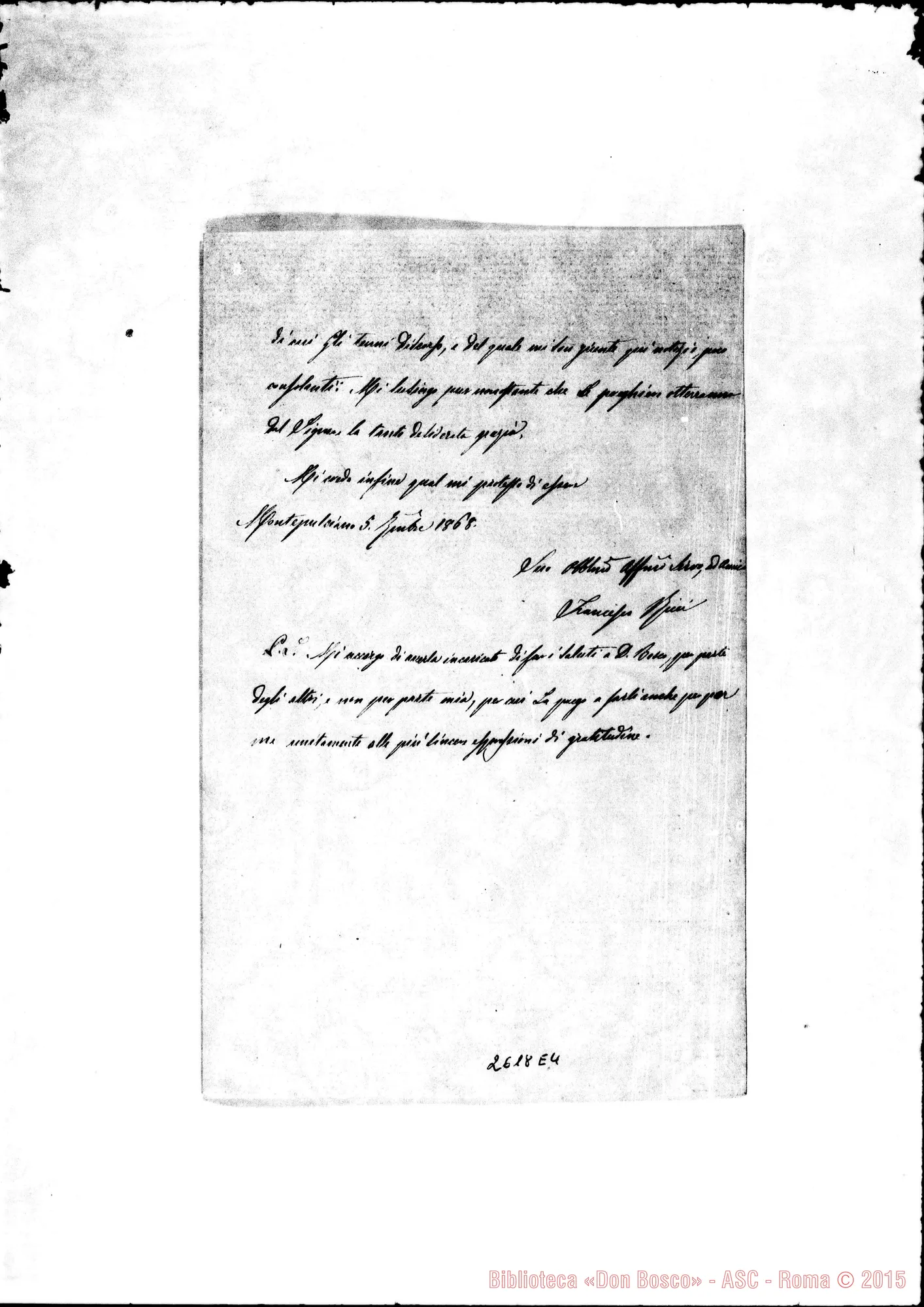 Fotogramma E 4 — Ricci Francesco - Oreglia. Montepulciano, 5-09-1868