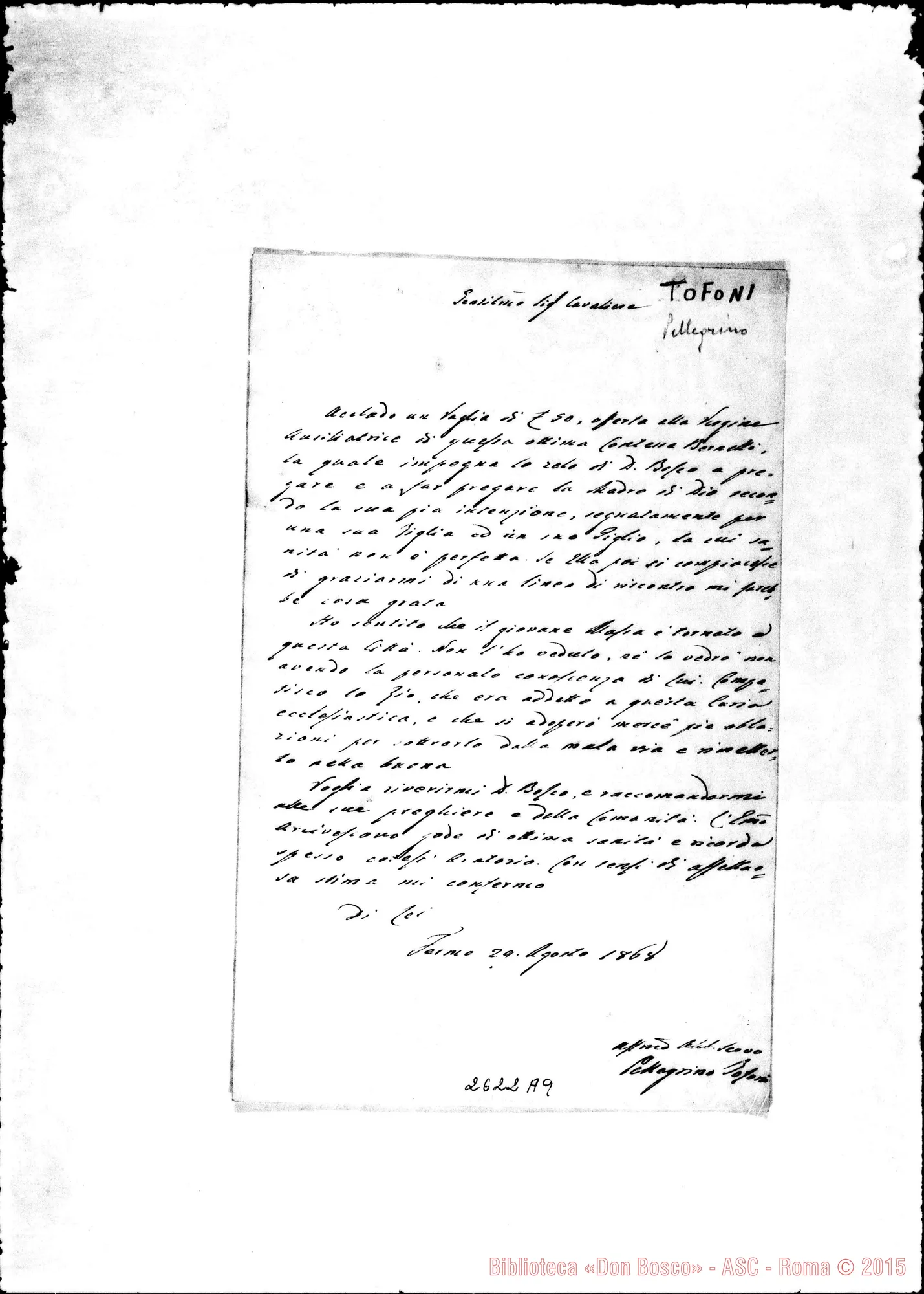 Fotogramma A 9 — Tofoni Pellegrino - Oreglia. Fermo, 29-08-1868