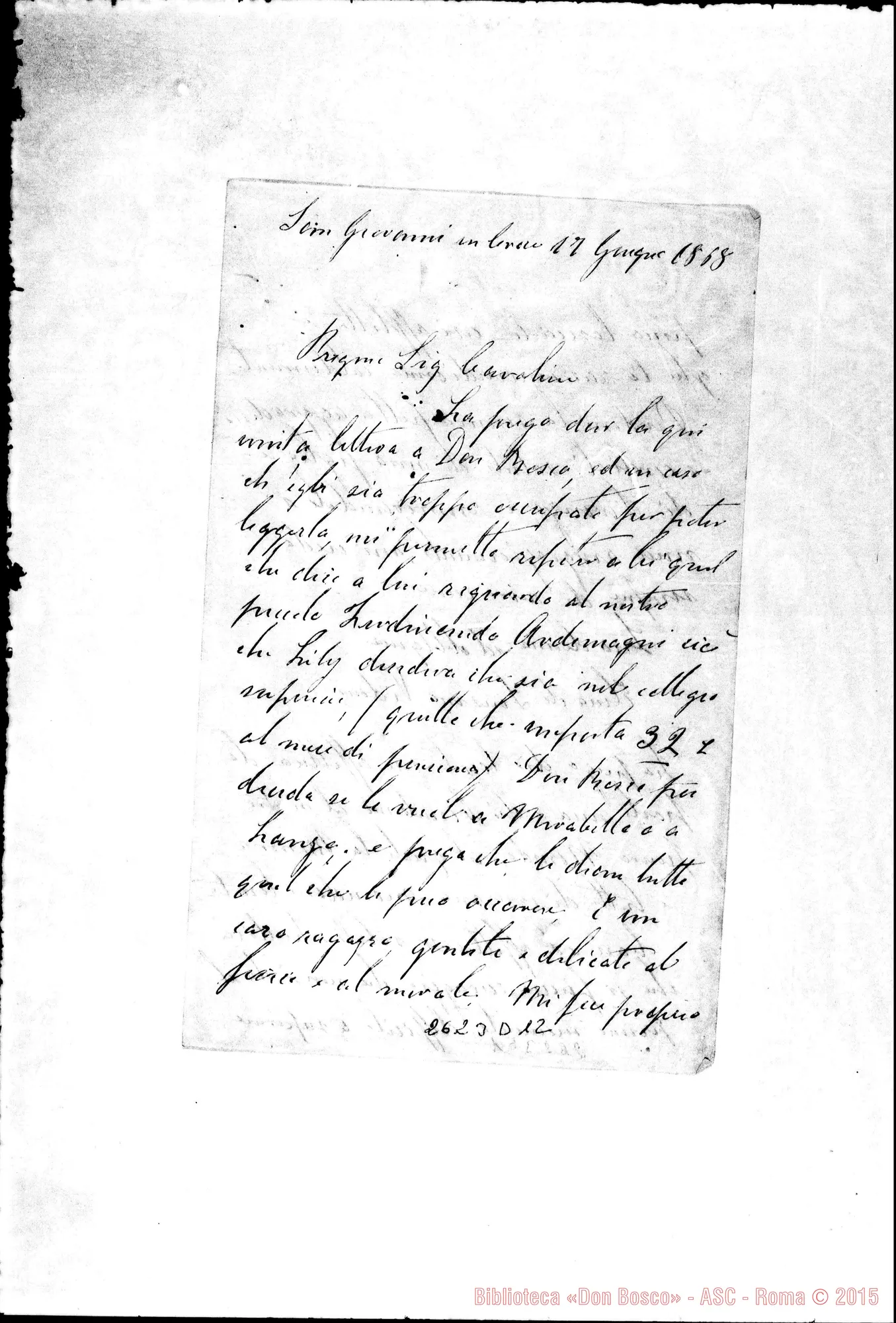 Fotogramma D 12 — Vidoni Elena di Soresina - Oreglia. S.Gregorio, 17-06-1868