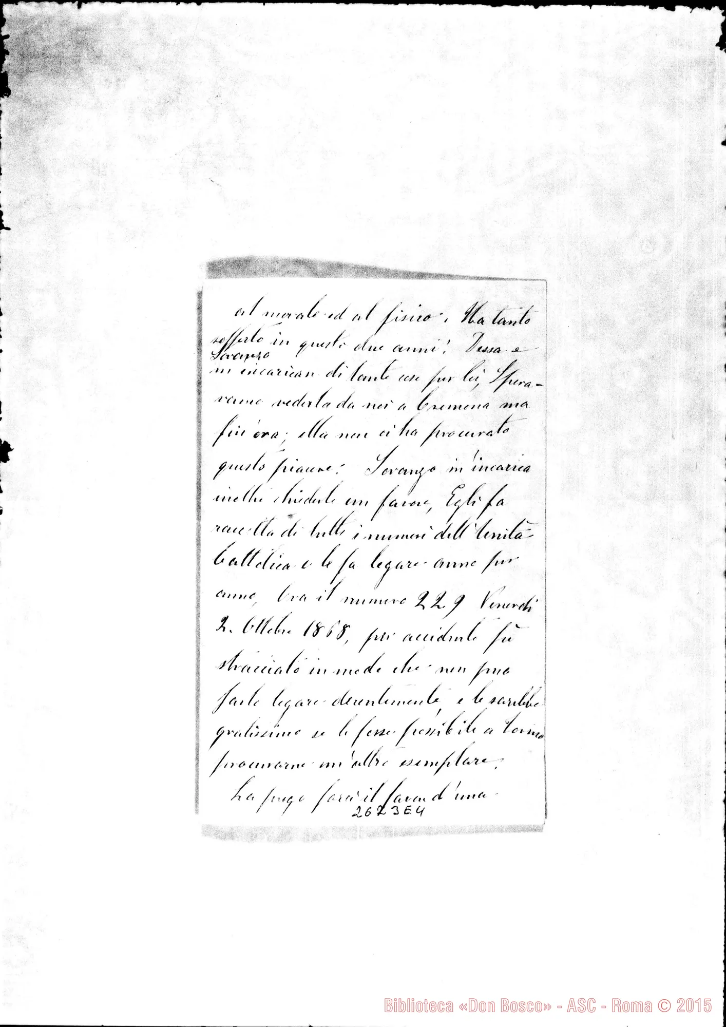 Fotogramma E 4 — Vidoni Elena di Soresina - Oreglia. Cremona, 3-01-1869
