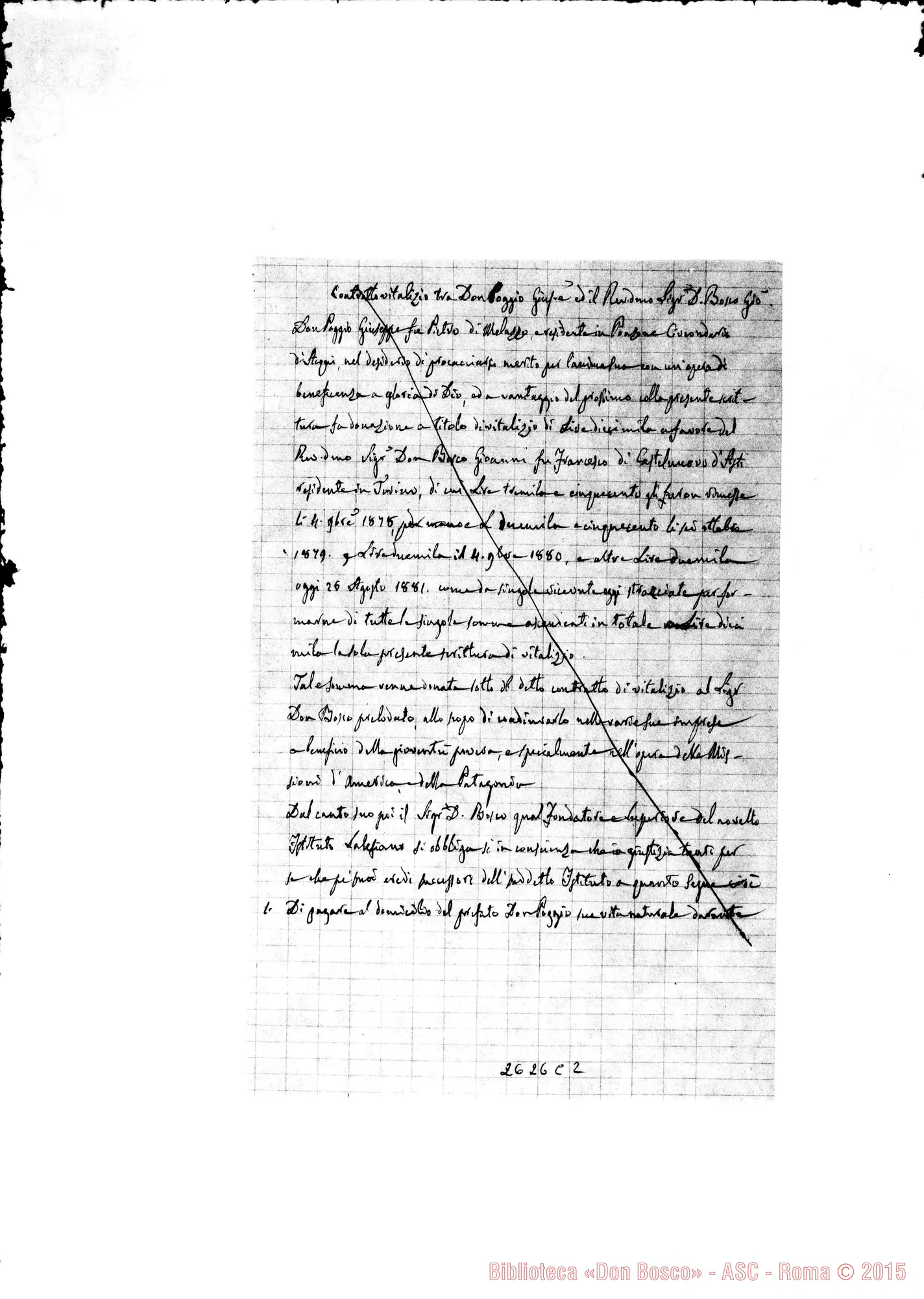 Fotogramma C 2 — Poggio Giuseppe, sac.: Due minute ms.. Una autogr. Rua