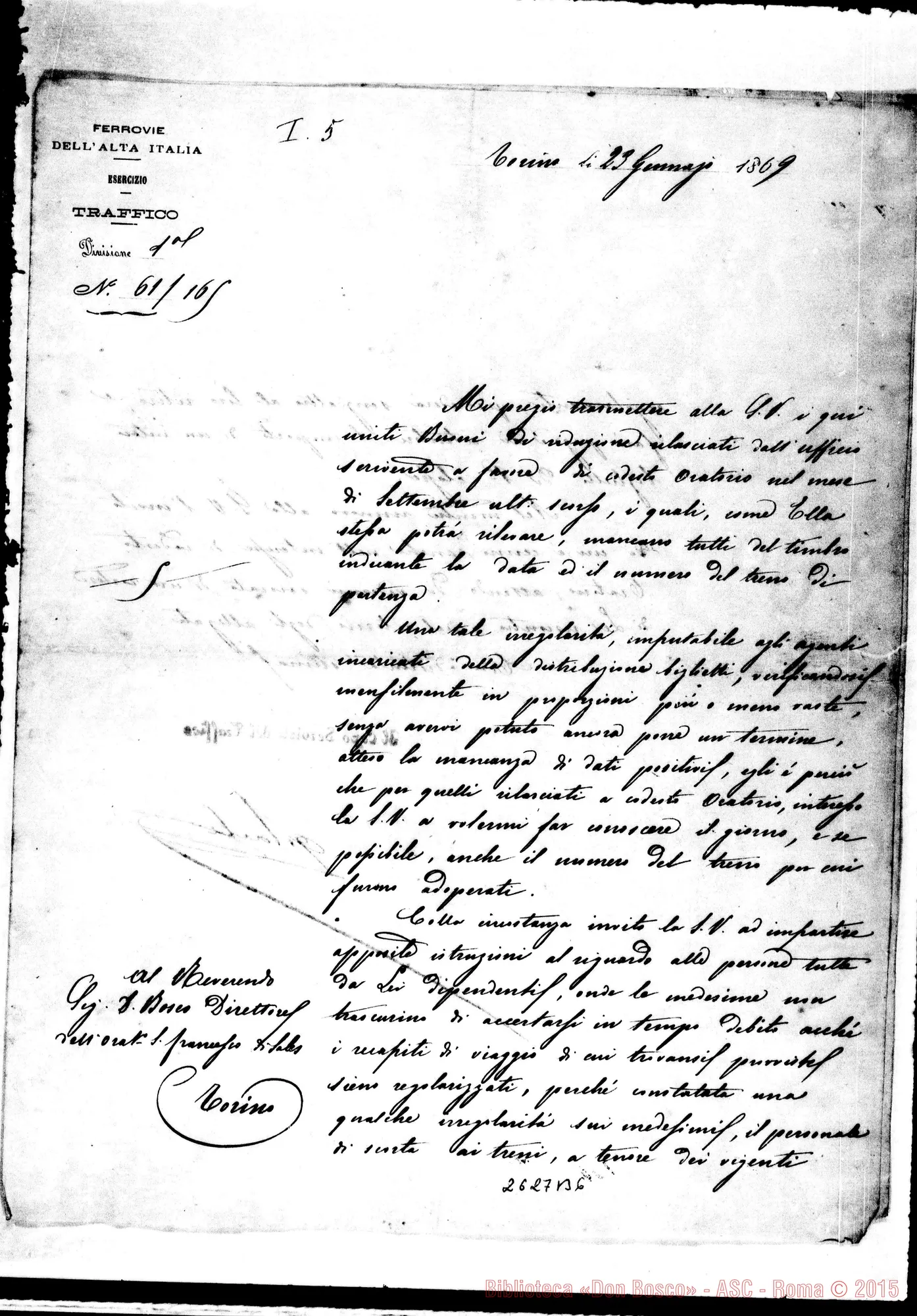 Fotogramma B 6 — 1869: 23-01 Ferrovie Alta Italia: Bachelet - D. Bosco
