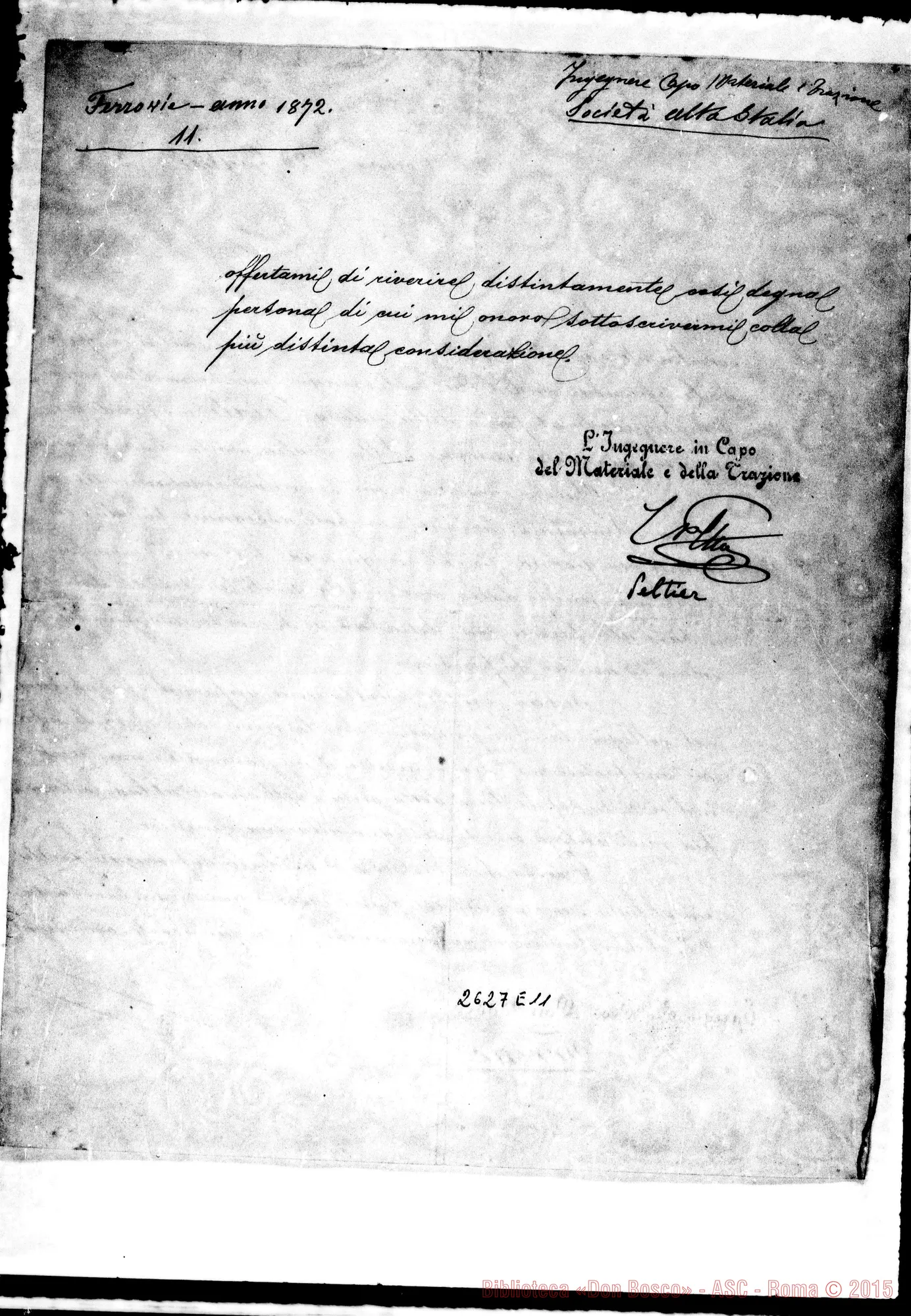 Fotogramma E 11 — 23-07 Ferrovie Alta Italia: Capo Materiale E Trazione - D. Bosco. Autogr. Rua
