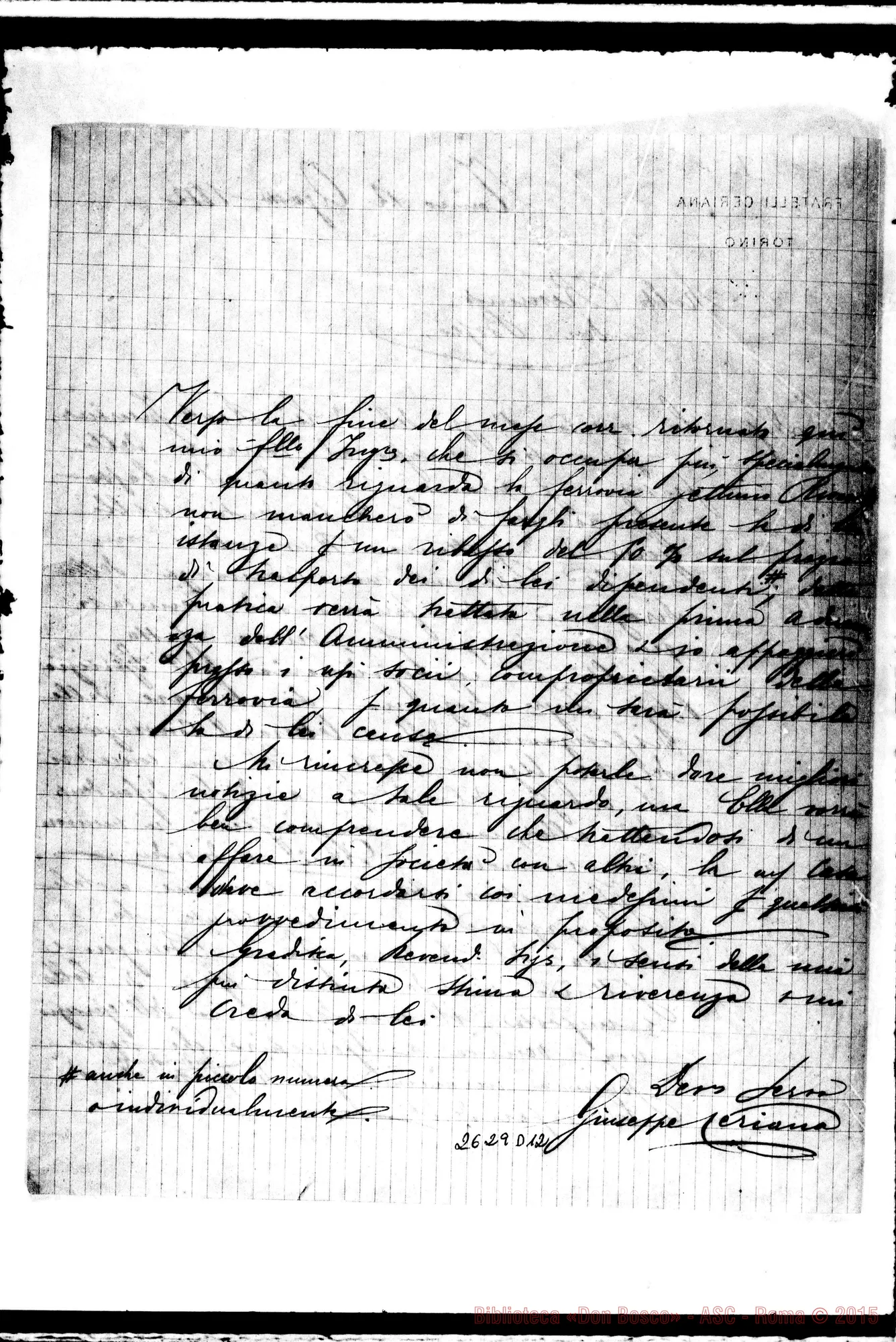 Fotogramma D 12 — 1882: 12-08 Ferr. Settimo-Rivarolo: Ceriana Giuseppe - D. Bosco