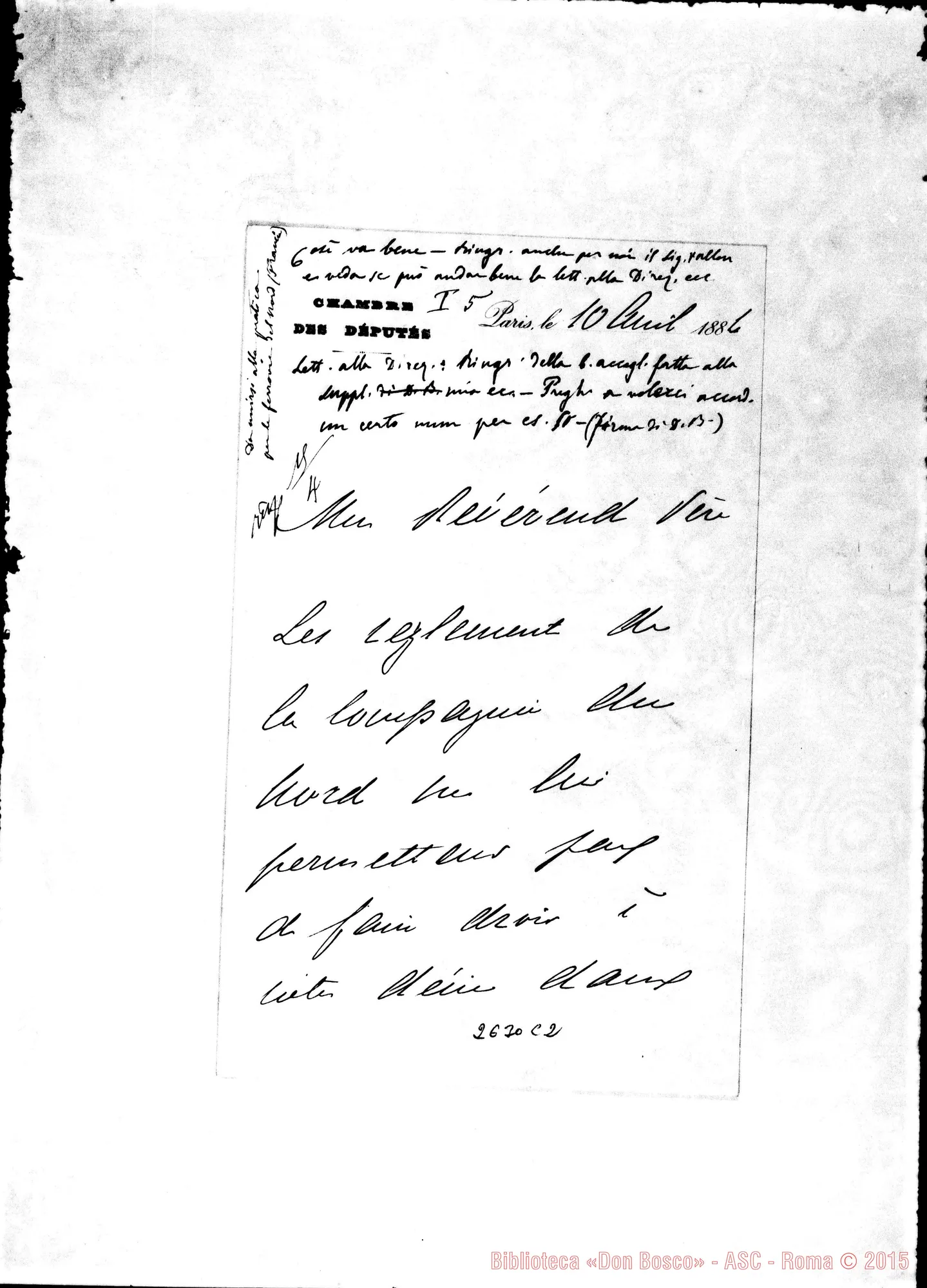 Fotogramma C 2 — 10-04 Chemin de Fer du Nord: Direttore - Révérend Pére. Autogr. Rua