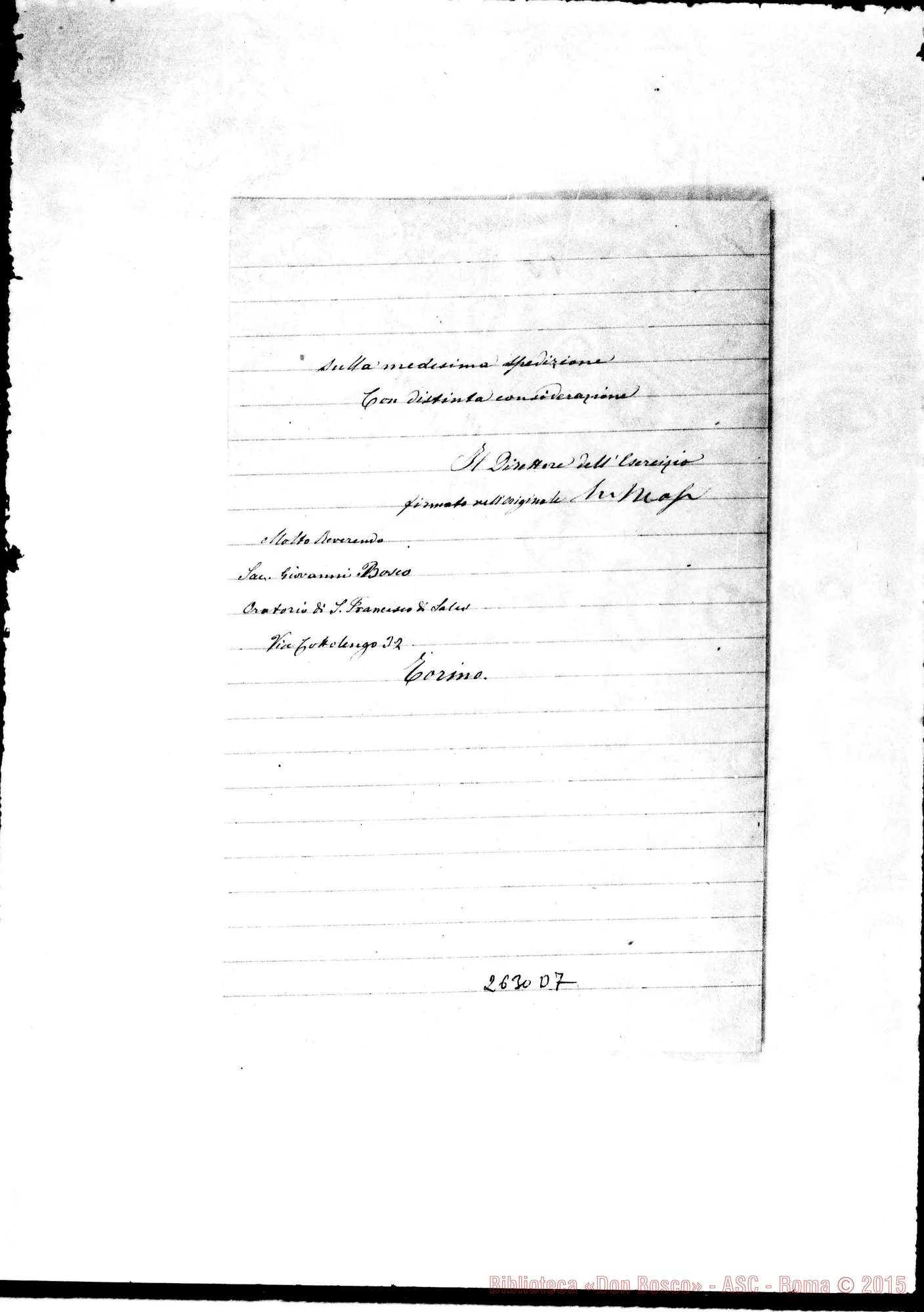 Fotogramma D 7 — 26-06 A Strade Ferrate Romane: Lettera. Copia. Autogr. Rua