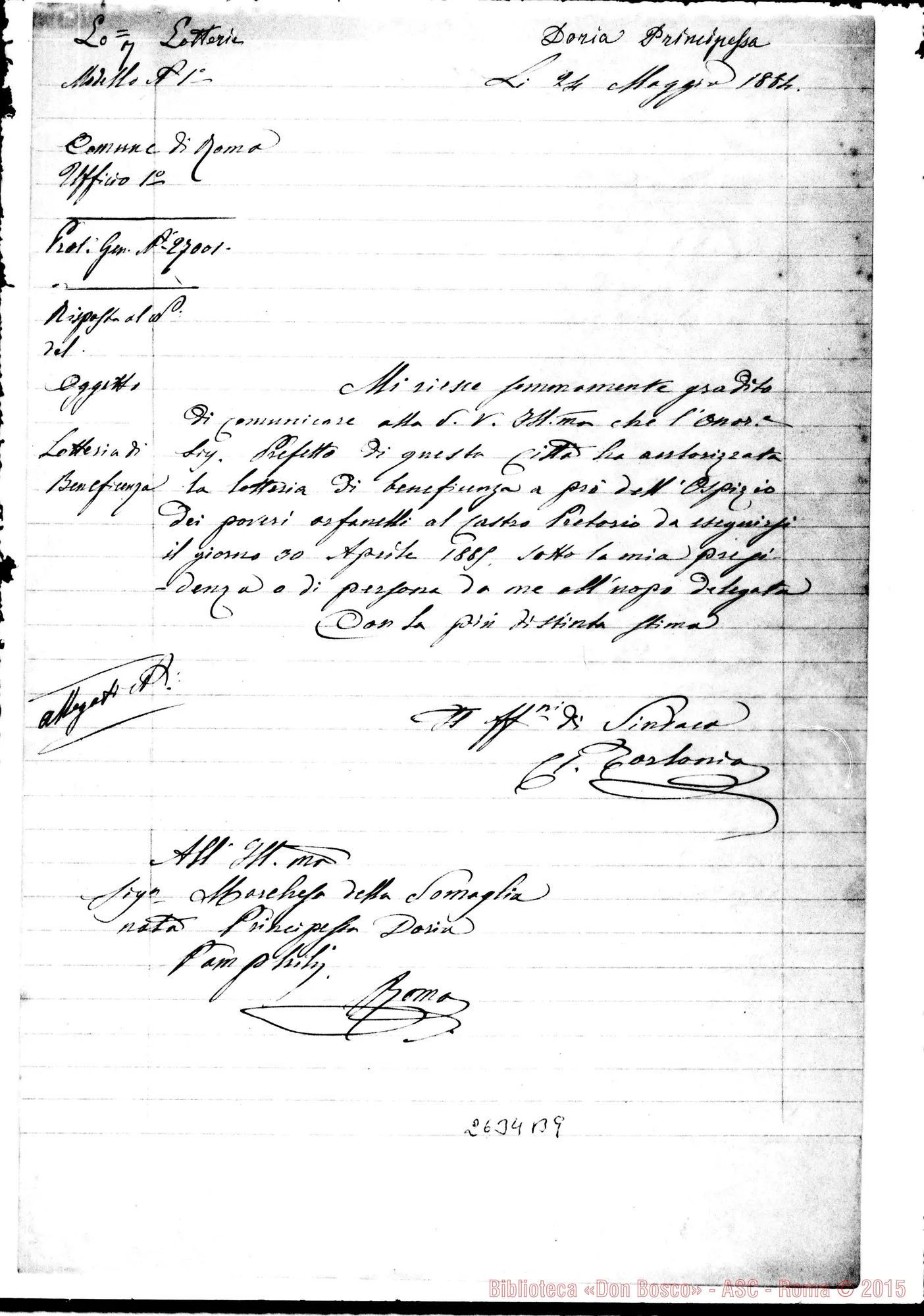 Fotogramma B 9 — Copia ms. di alcune lettere relative alla lotteria