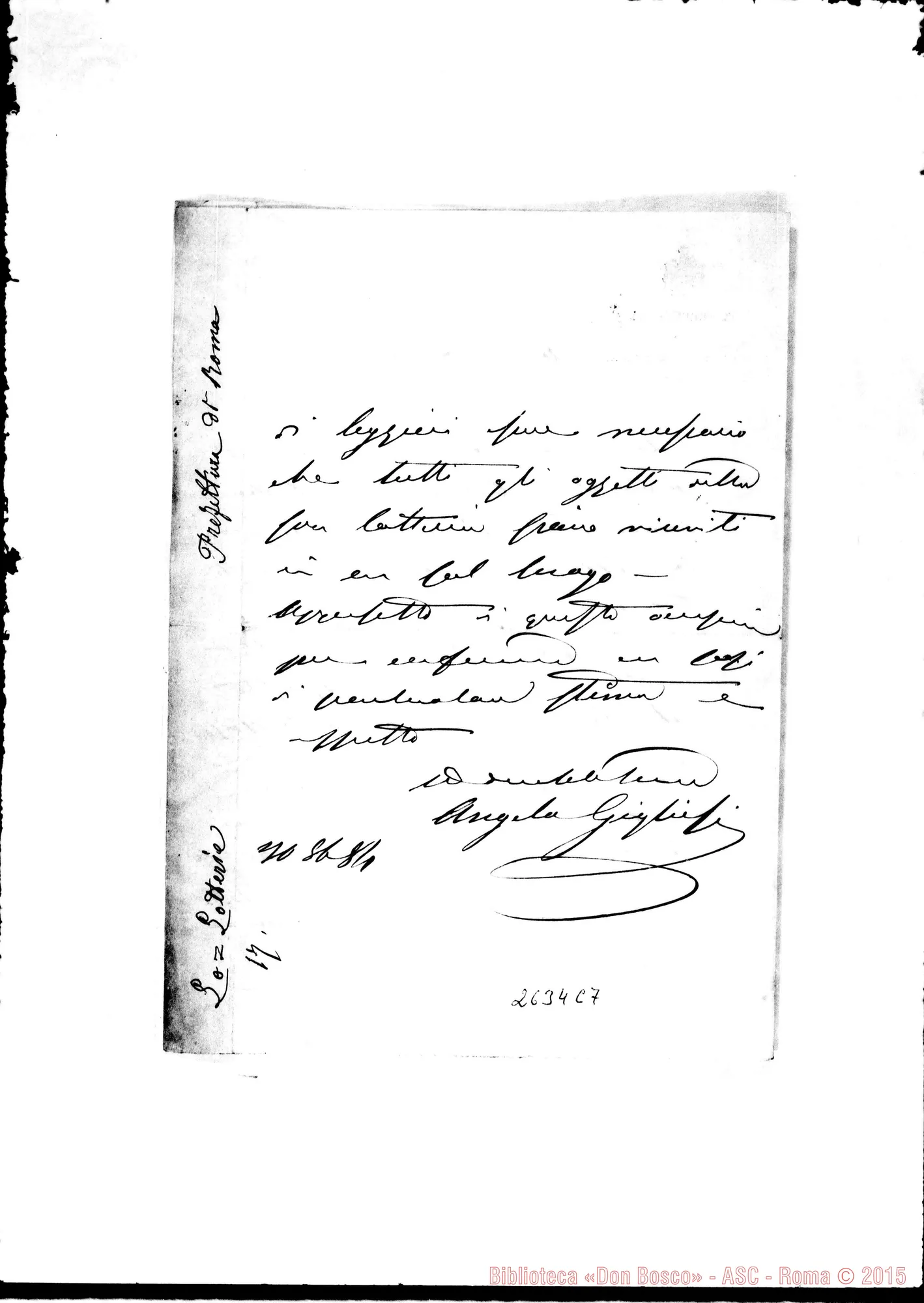 Fotogramma C 7 — Prefettura di Roma - Don Dalmazzo. Roma, 20-10-1884.