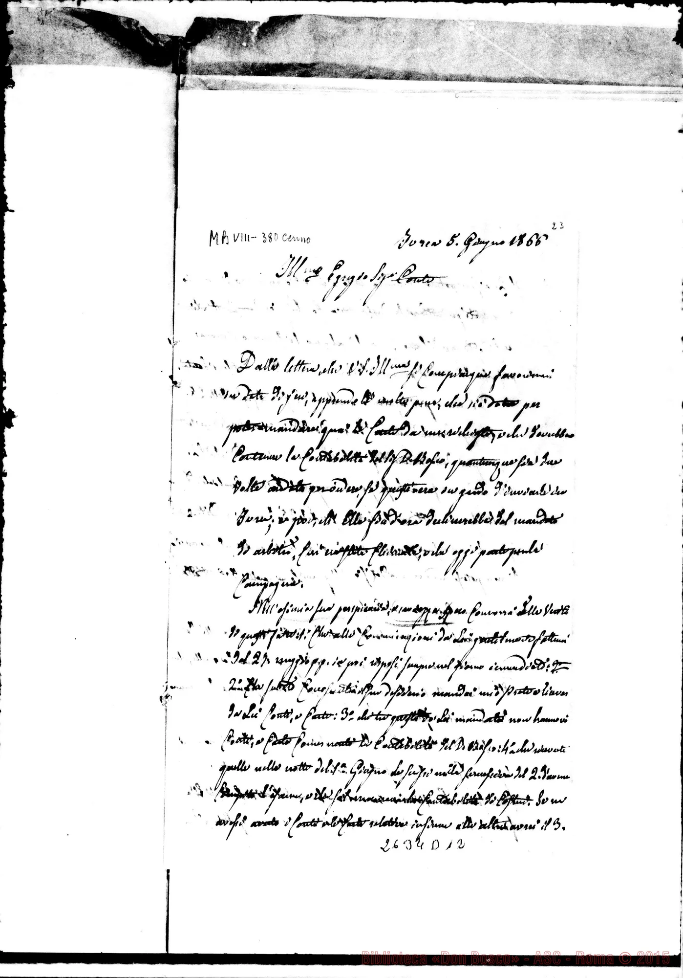 Fotogramma D 12 — Mons.Moreno, vesc. - Conte Cays. Ivrea, 5-06-1866