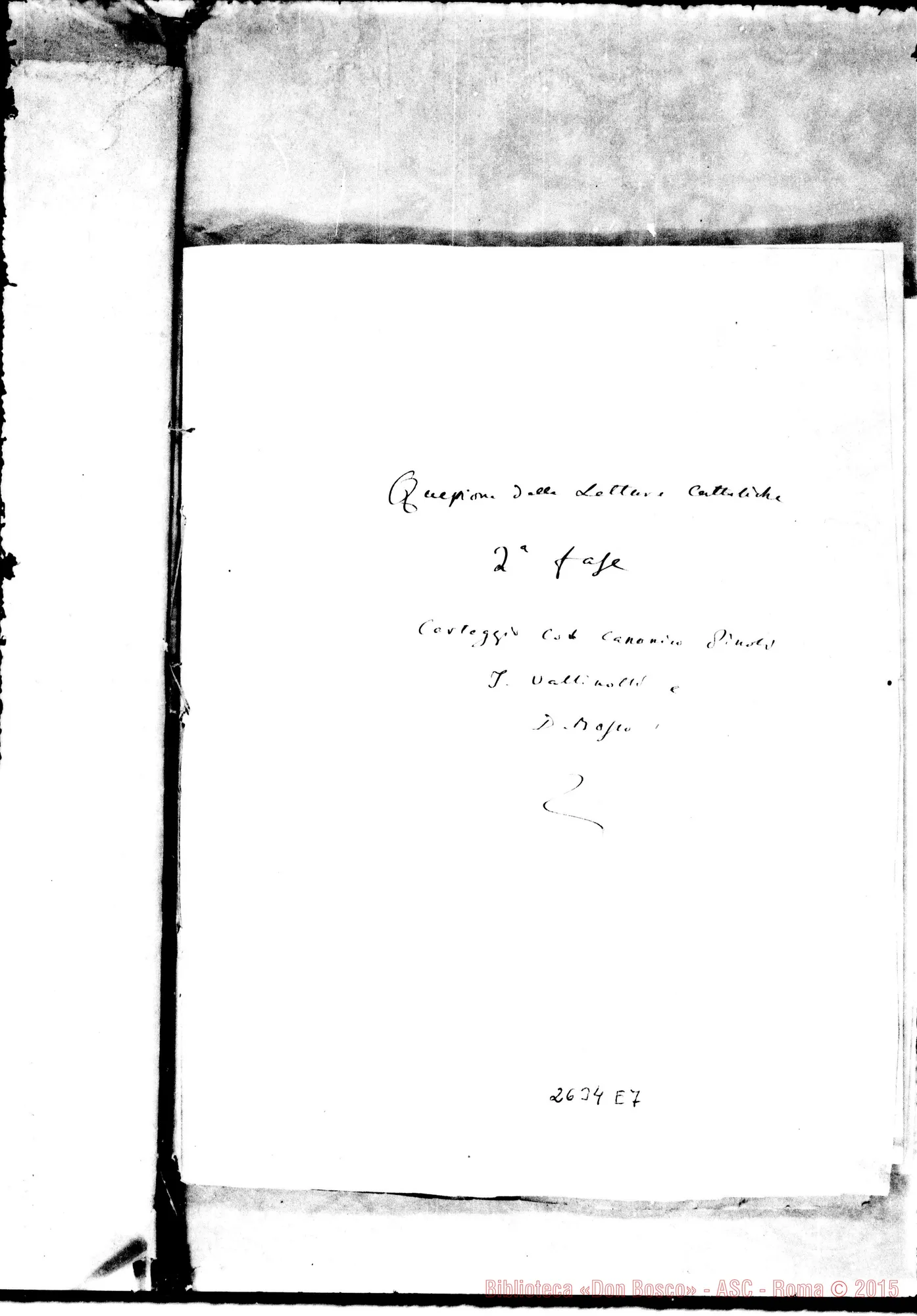 Fotogramma E 7 — Seconda Fase: Carteggio tra Pinoli, Valinotti E D. Bosco