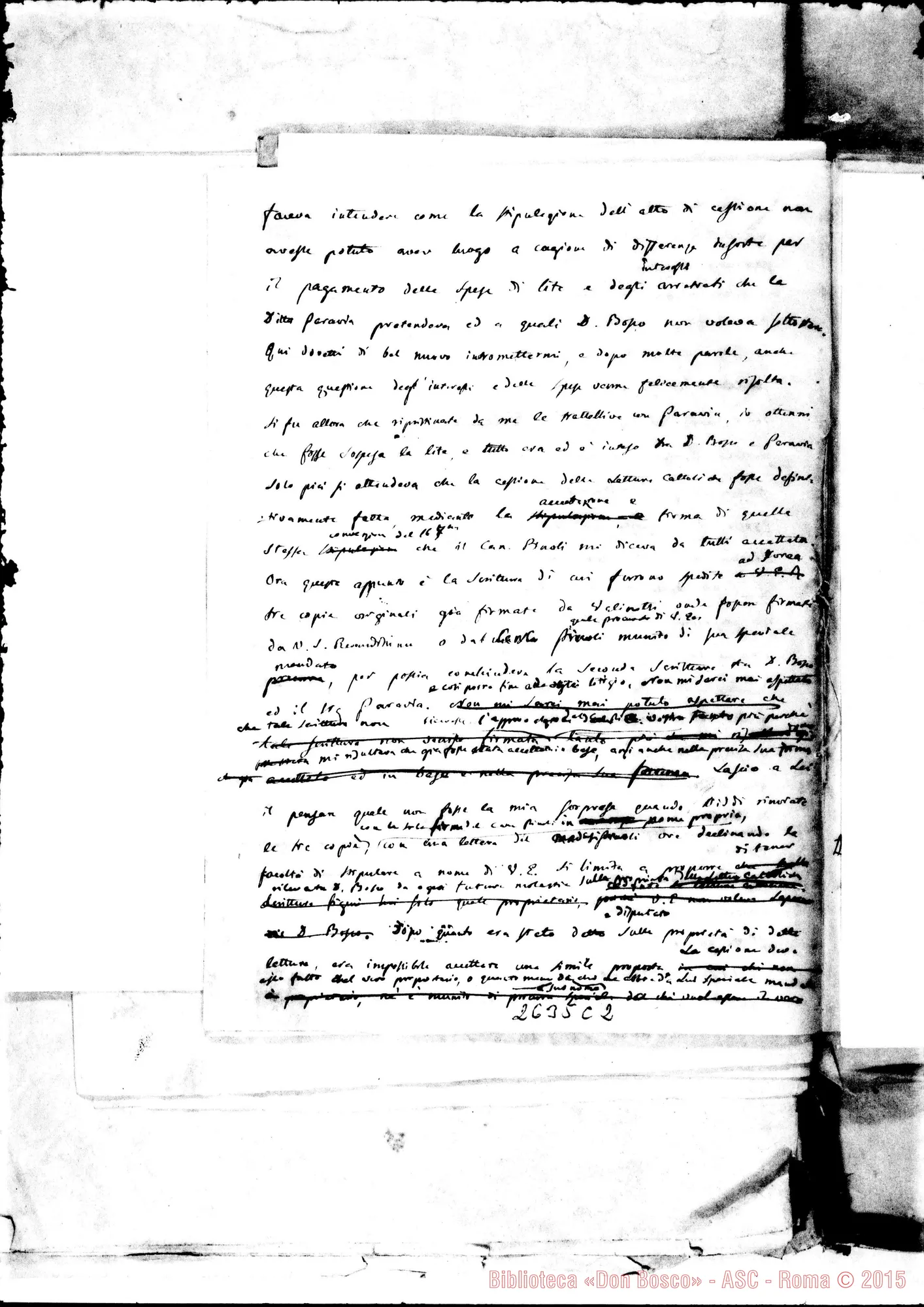 Fotogramma C 2 — Minuta di lettera A Mons.Vesc. d’Ivrea. Torino, 3-04-1867