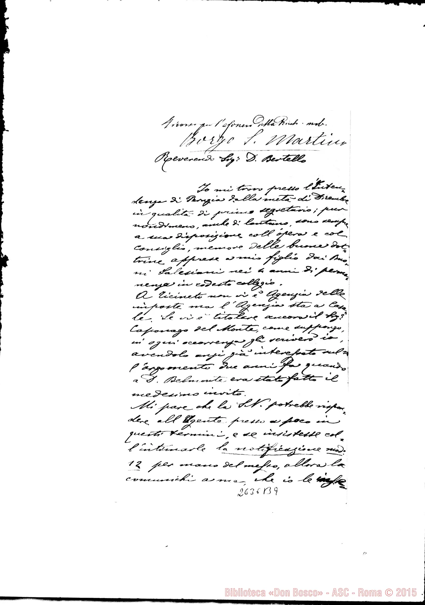 Fotogramma B 9 — Copia ms. della lettera precedente