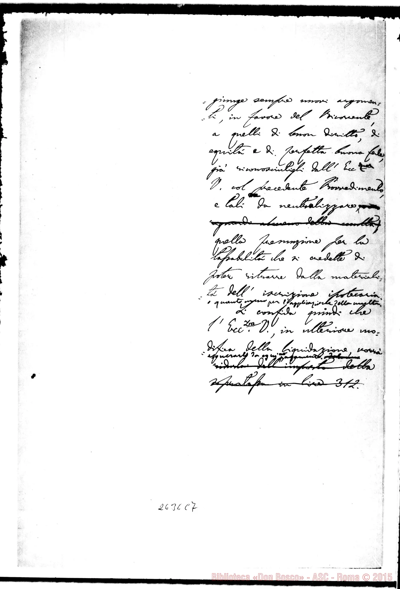 Fotogramma C 7 — 1891 Al Ministro delle Finanze, il 25-09. Minuta ms. con correi, e aggiunte autogr. Rua