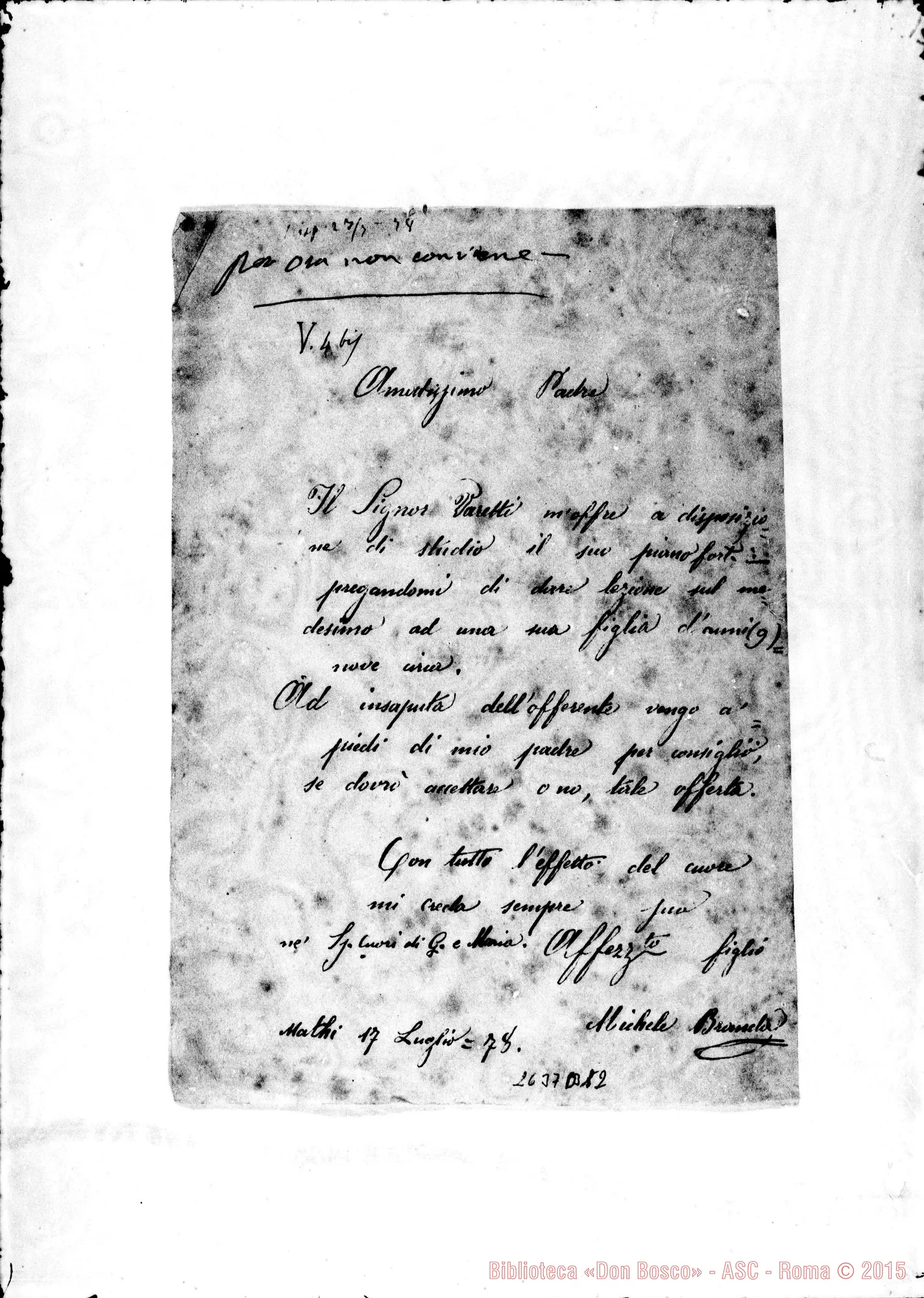 Fotogramma D 12 — Branda Michele, sac.. Mathi, 17-07-1878. Autogr. Bosco