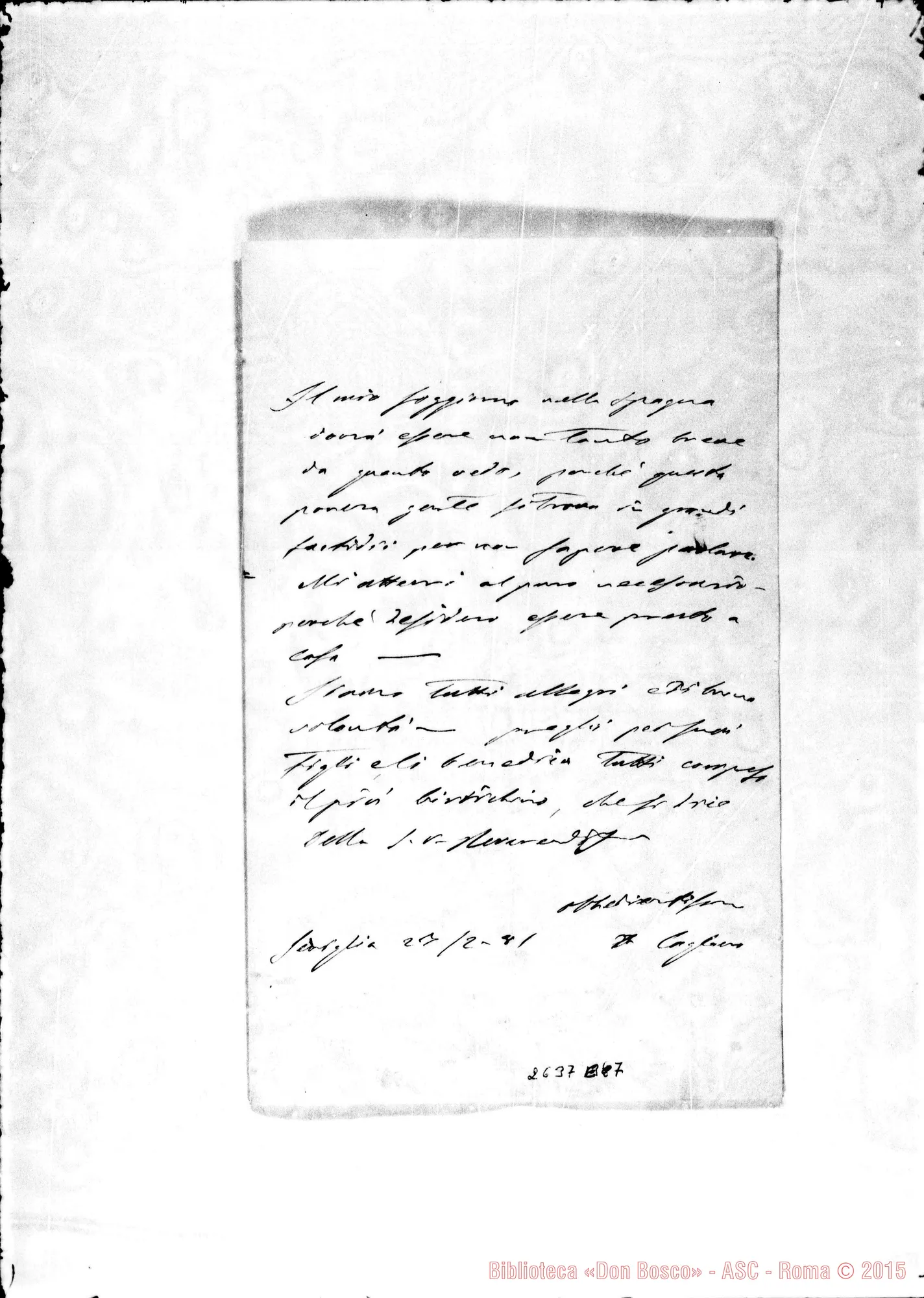 Fotogramma E 7 — Cagliero Giovanni, SDB. Siviglia, 27-02-1881