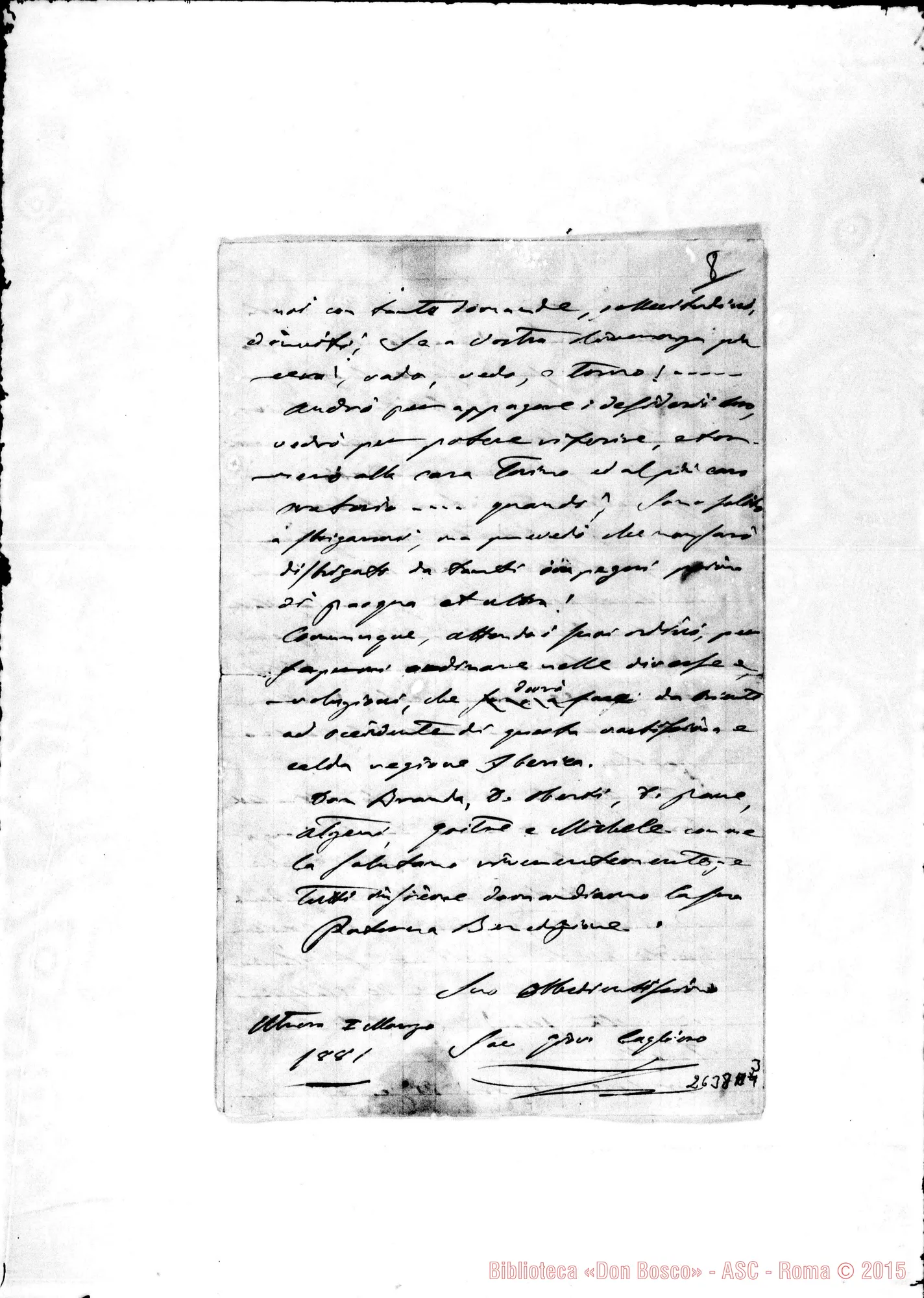 Fotogramma A 3 — Cagliero Giovanni, SDB. Utrera, 1-03-1881