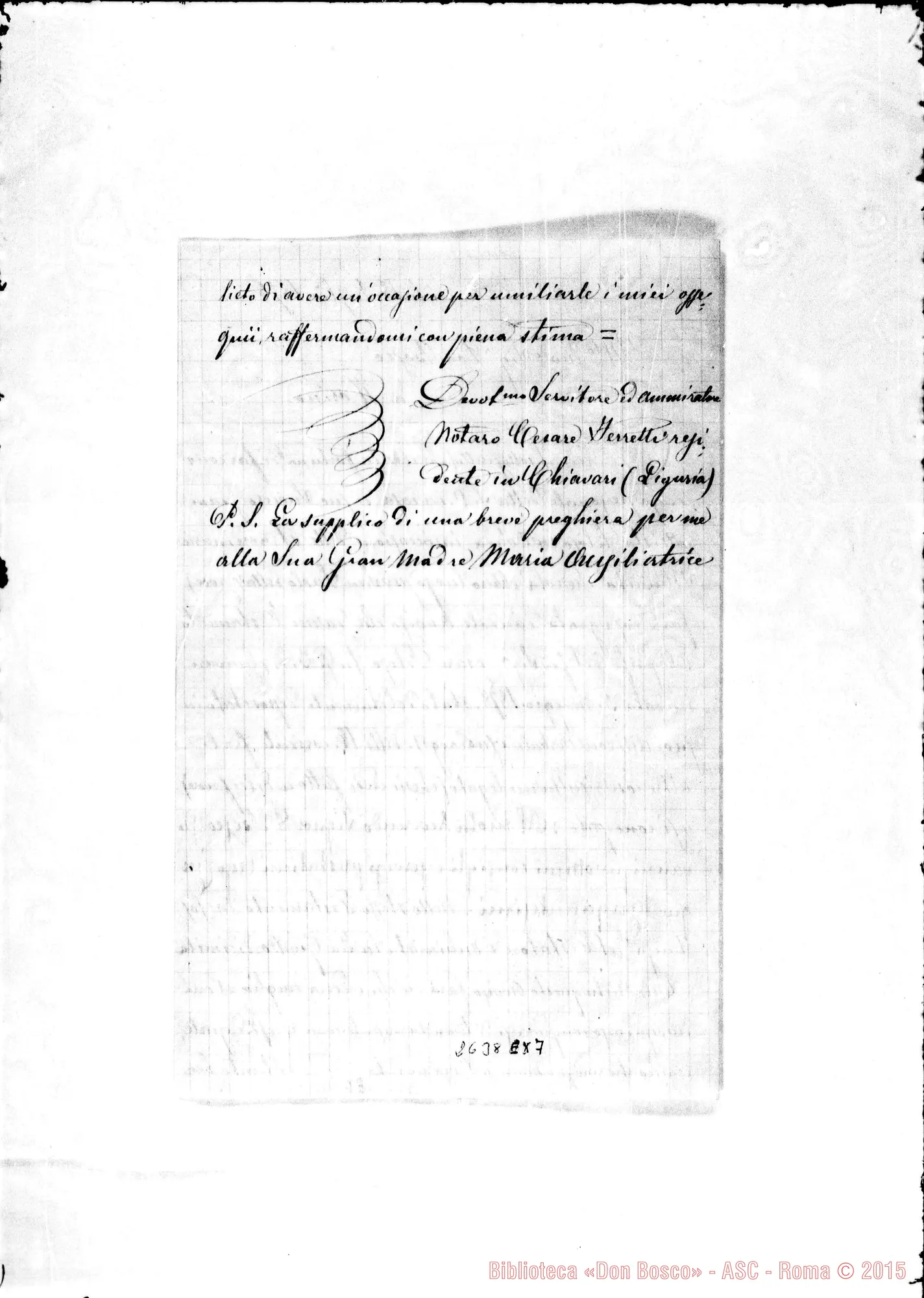 Fotogramma E 7 — Ferretti Notaro Cesare. Chiavari, 18-07-1878. Autogr. Rua E Bosco