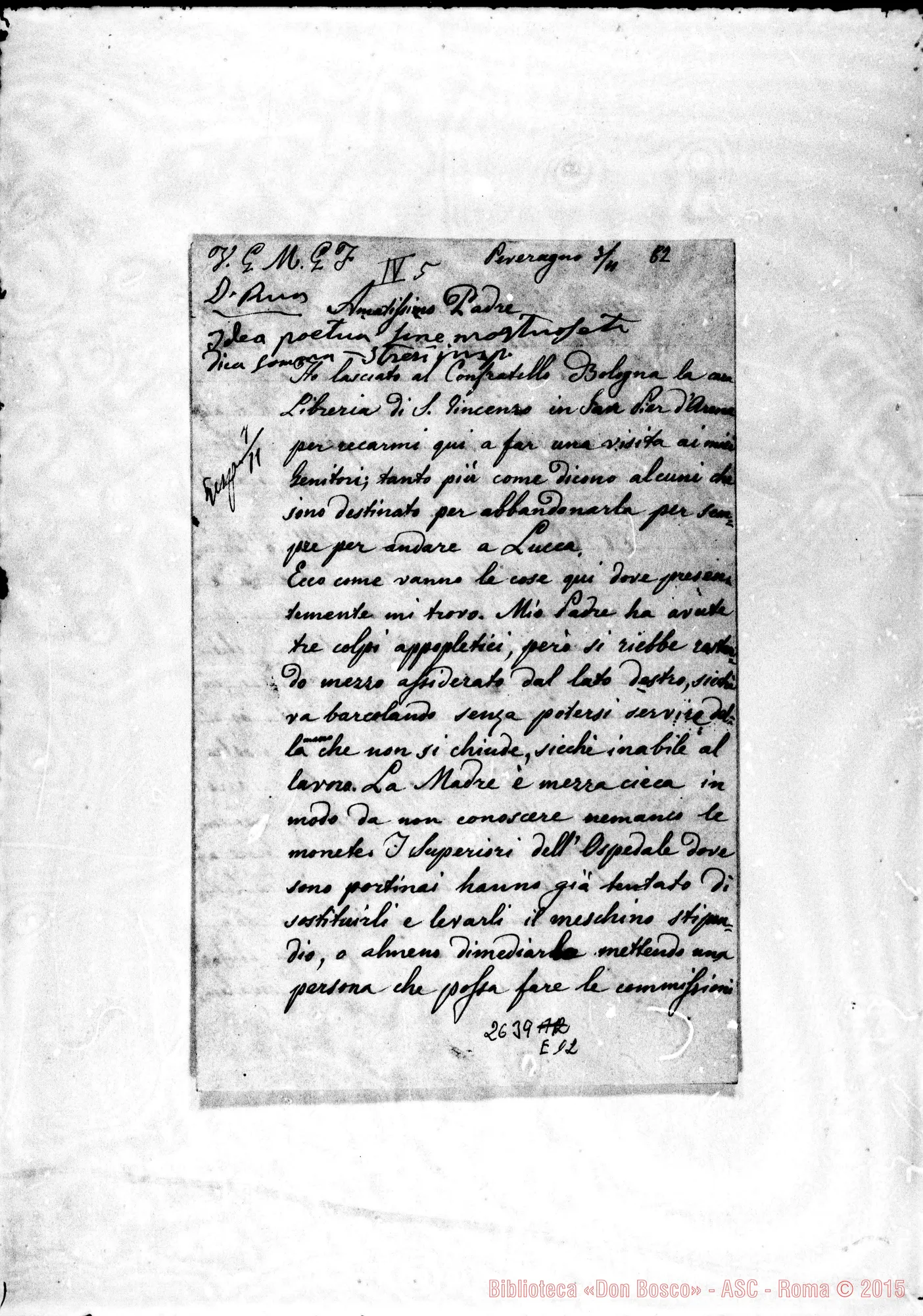 Fotogramma E 12 — Tosello Giuseppe, coad.. Peveragno, 3-11-1882. Autogr. Bosco