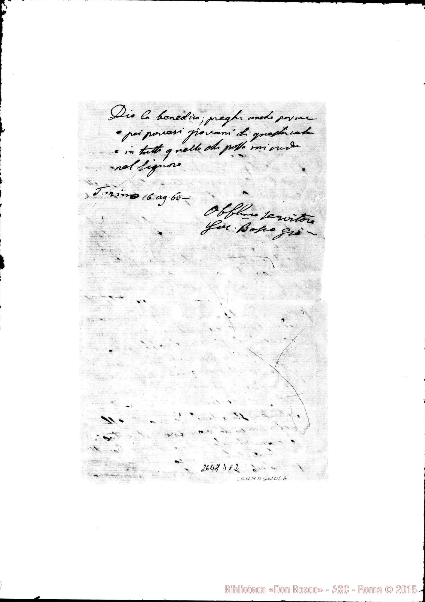 Fotogramma D 12 — Carmagnola, signora di. Torino, 16-08-1863