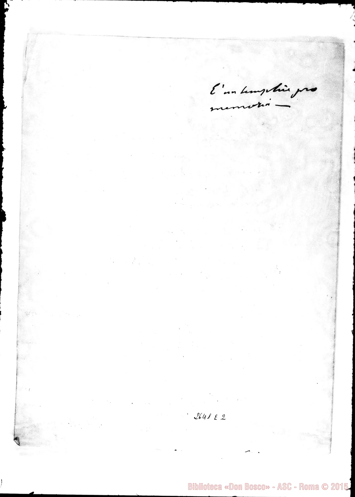 Fotogramma E 2 — Castelnuovo Marina, contessa. Torino, 29-05-1880. Promemoria