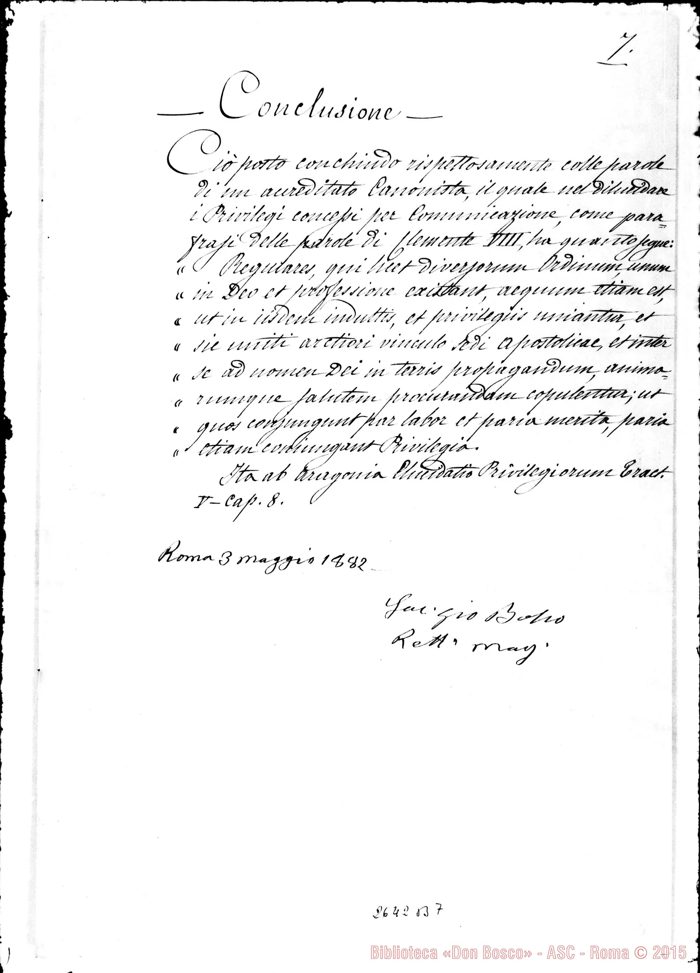 Fotogramma B 7 — Leone XIII. Roma, 3-05-1882. Sui privilegi