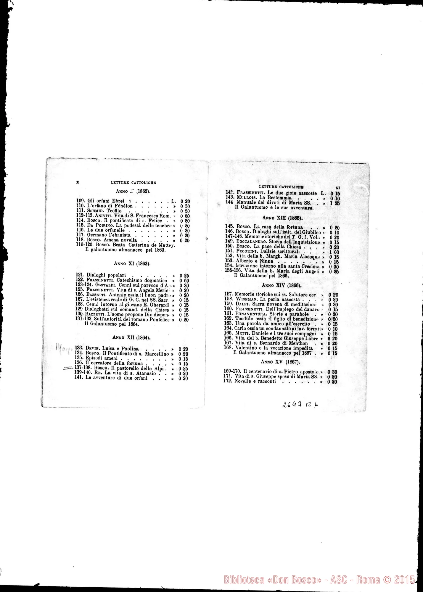 Fotogramma B 6 — Letture Cattoliche: piano d’associazione. Anno 1874. Stampato