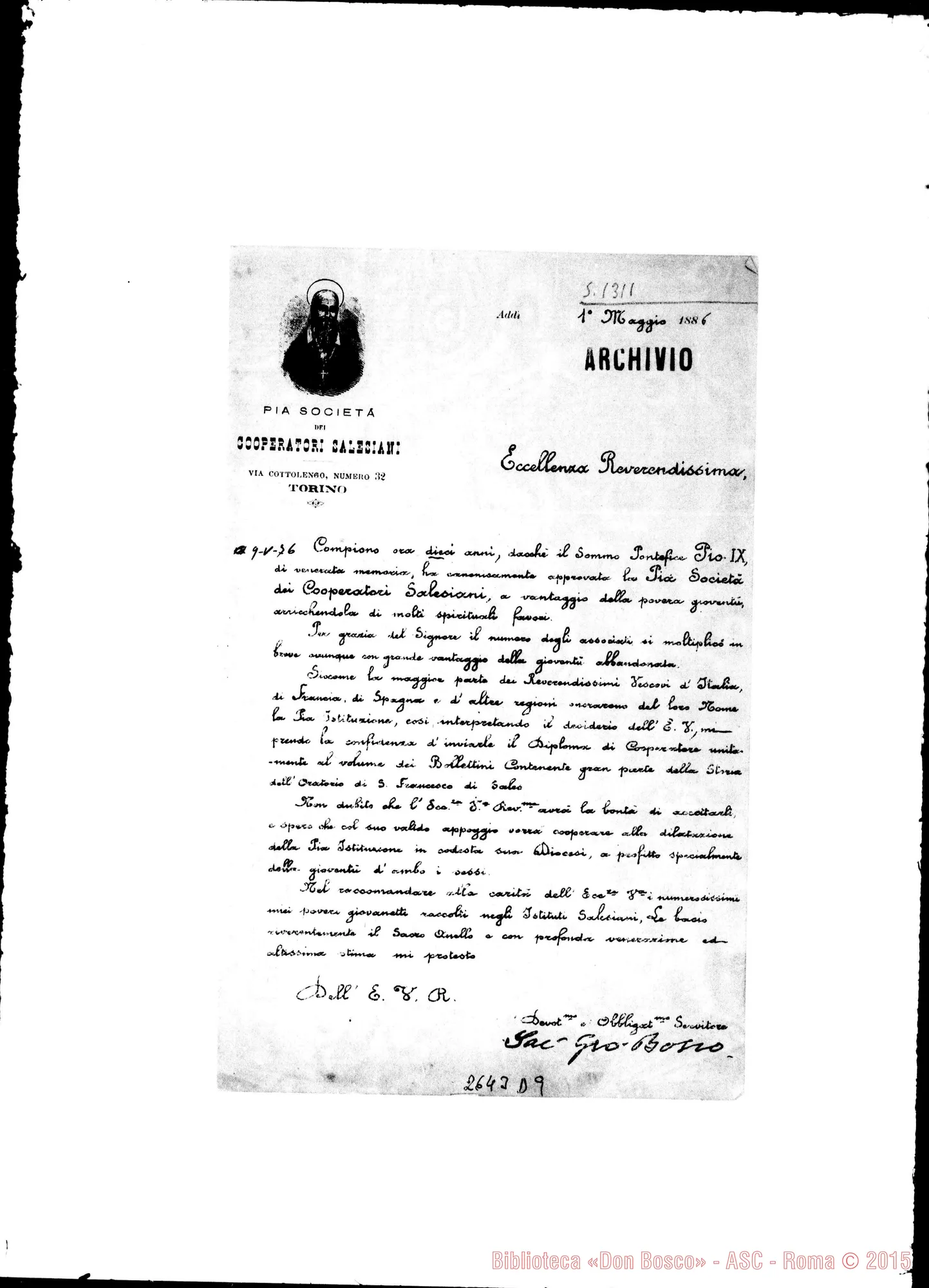 Fotogramma D 9 — Anniversario dell’approvazione della Pia Società dei Cooperatori. Torino, 1-05-1886